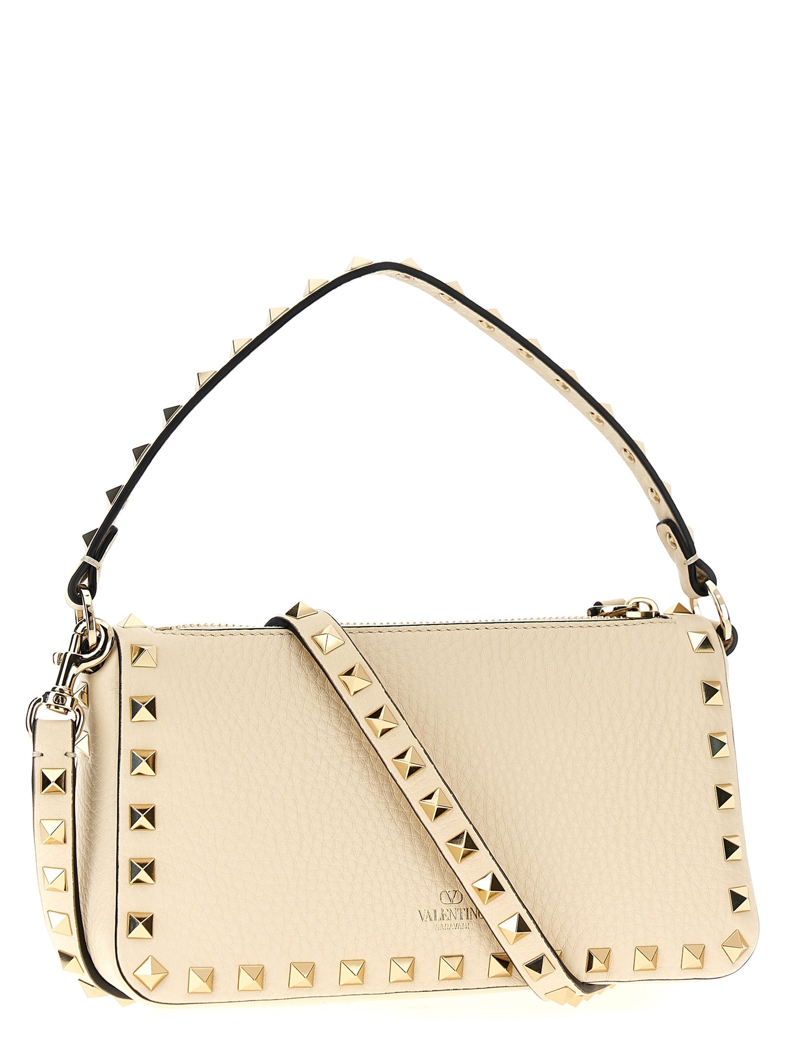 Valentino Garavani Rockstud Small Shoulder Bag in White Calfskin