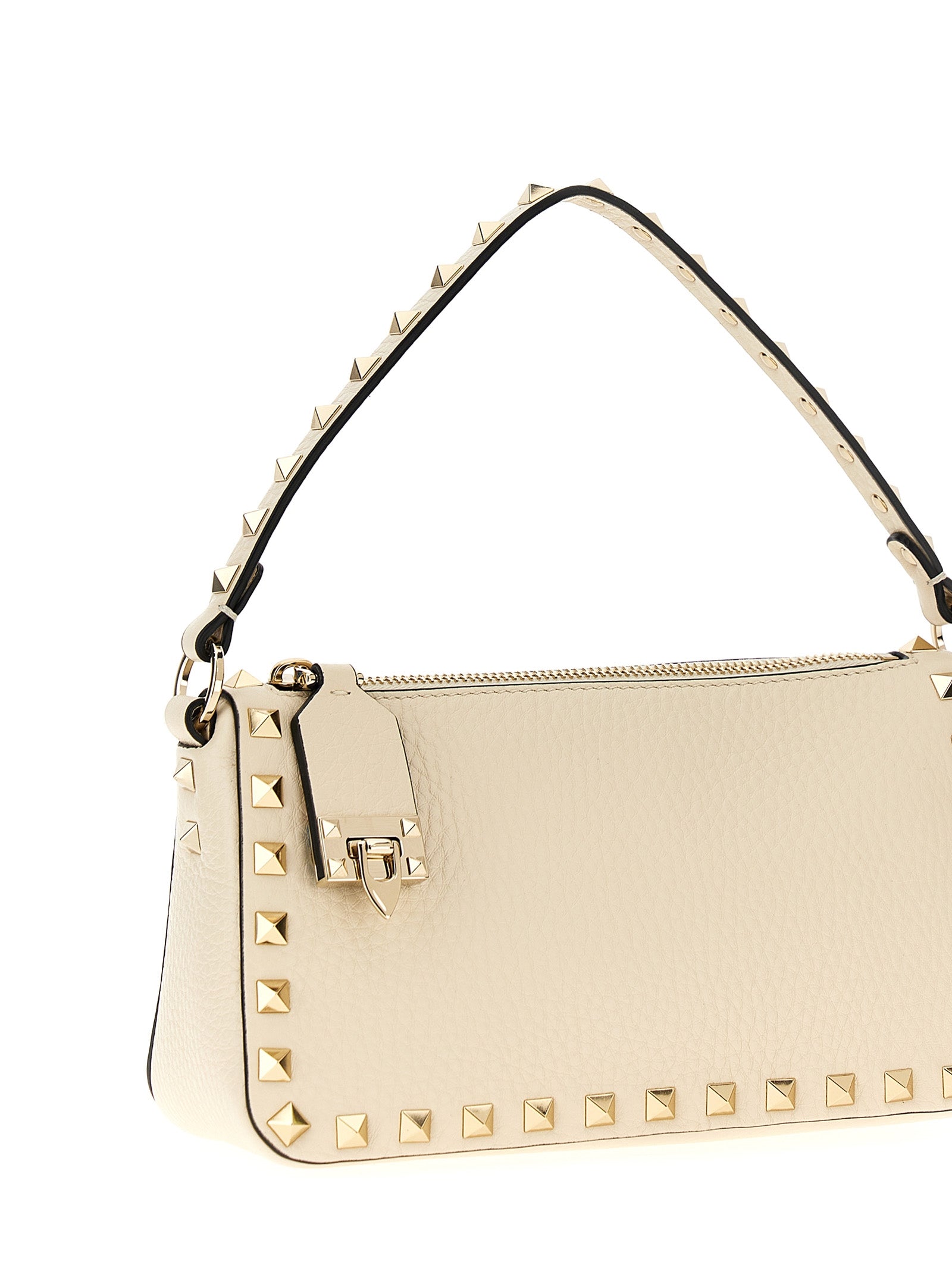 Valentino Garavani Rockstud Small Shoulder Bag in White Calfskin