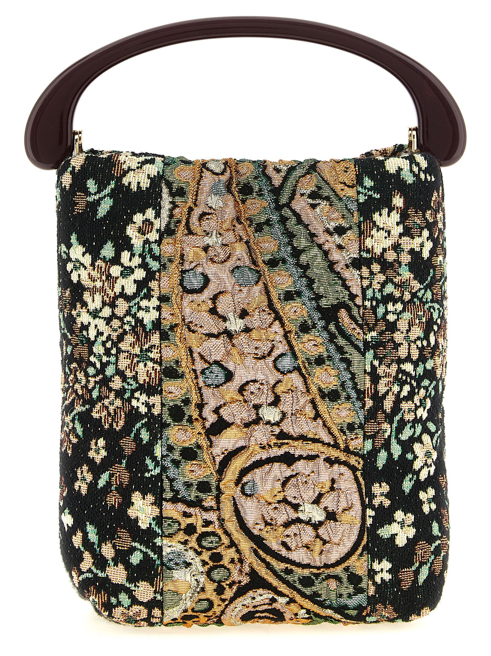Elevate your style with the Dries Van Noten 'Crispino' handbag, a masterpiece of jacquard fabric and opulent detailing, embodying timeless luxury and sophistication.