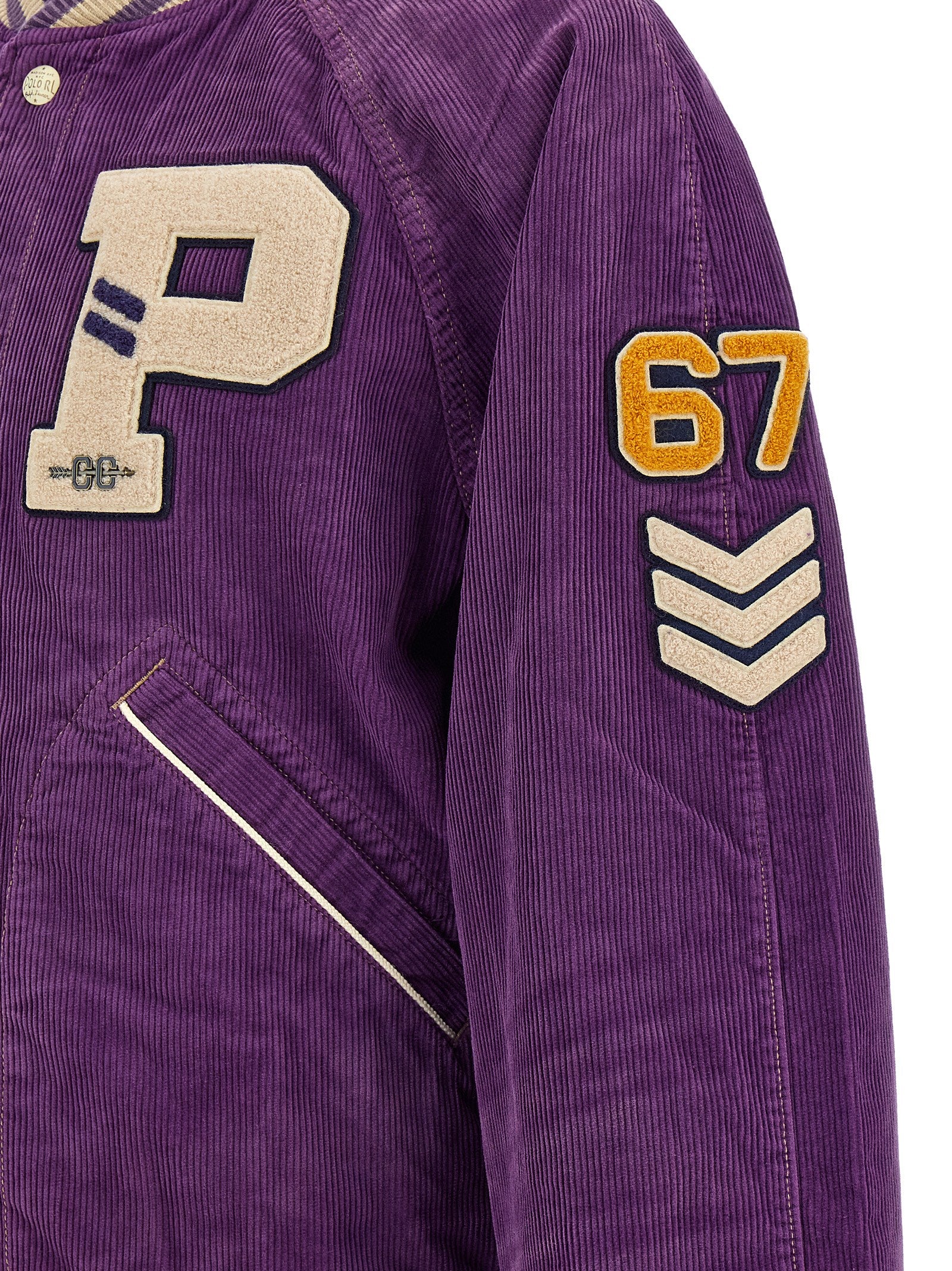 Elevate your style with the Polo Ralph Lauren Purple Cotton Bomber, a masterpiece of craftsmanship in luxurious corduroy, embodying timeless American elegance.