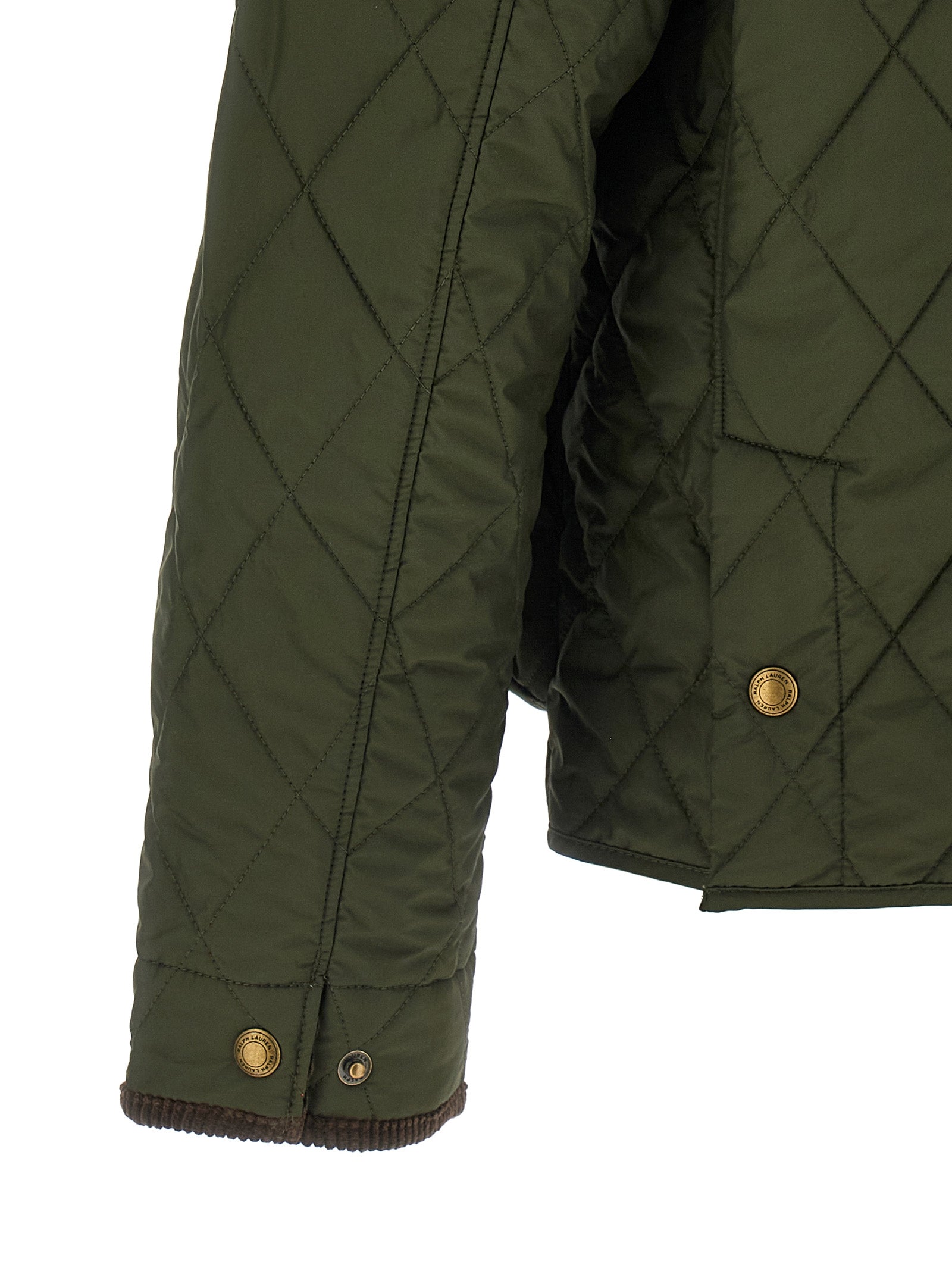 Elevate your wardrobe with the Polo Ralph Lauren Bicolor Polyester Full-Length Jacket, a masterpiece of diamond quilted elegance and timeless sophistication.