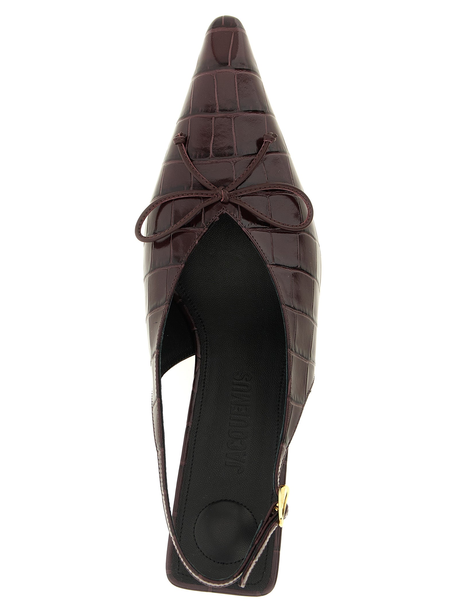 Discover the Jacquemus Bordeaux Calfskin Mid Heel Pumps, where exquisite craftsmanship meets bold design, elevating your style with luxurious allure and sophistication.