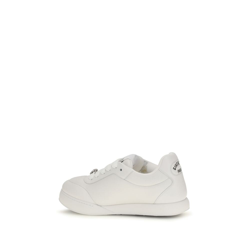 Elevate your style with Givenchy's White Calf Leather Bos Taurus Sneakers, a masterpiece of craftsmanship and contemporary design, embodying luxury and sophistication.