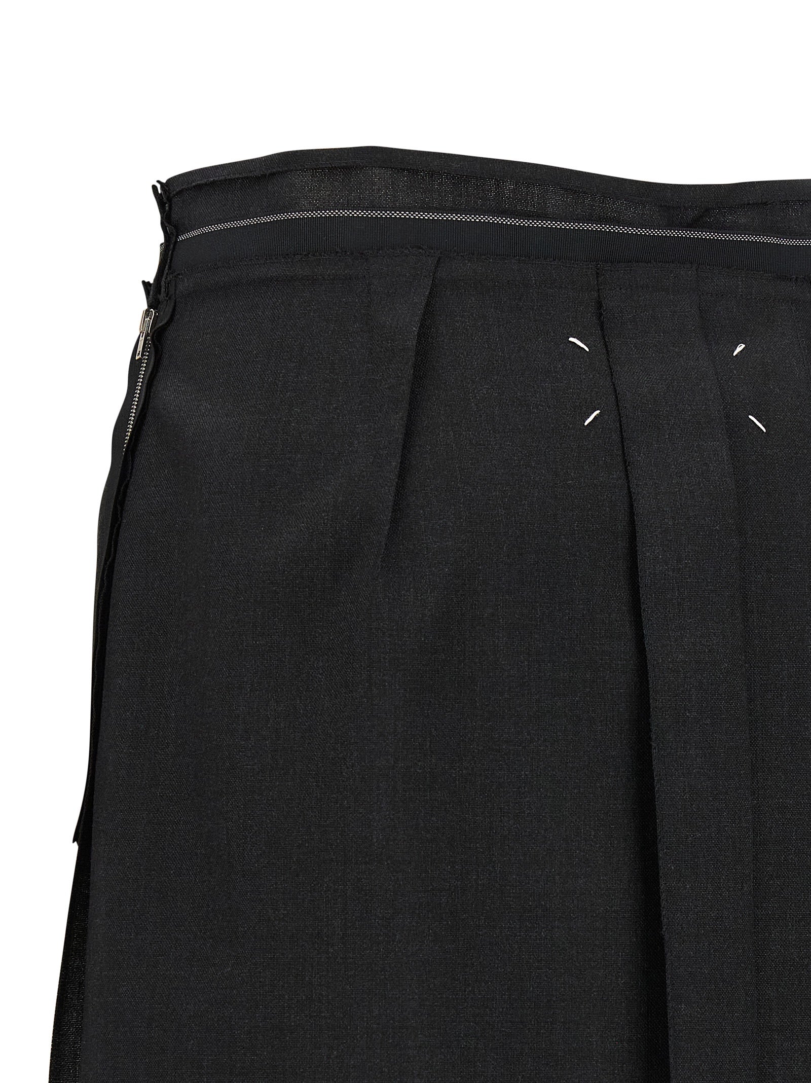 Maison Margiela Black Virgin Wool Midi Skirt