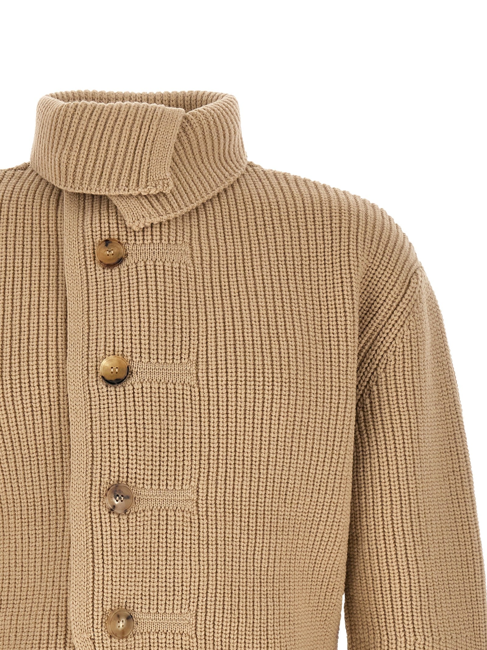 Dries Van Noten Beige Wool Cardigan - Timeless Luxury Elegance