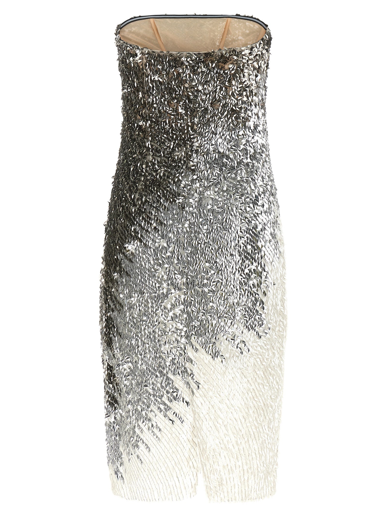 Elisabetta Franchi Silver Midi Dress - Modern Elegance Redefined
