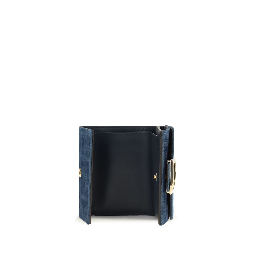 Fendi Blue Cotton Trifold Wallet - Exquisite Luxury Accessory