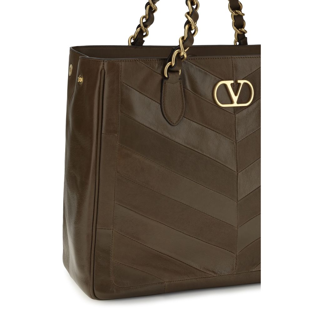 Valentino Garavani Brown Calf Leather Shoulder Bag - Luxe Elegance