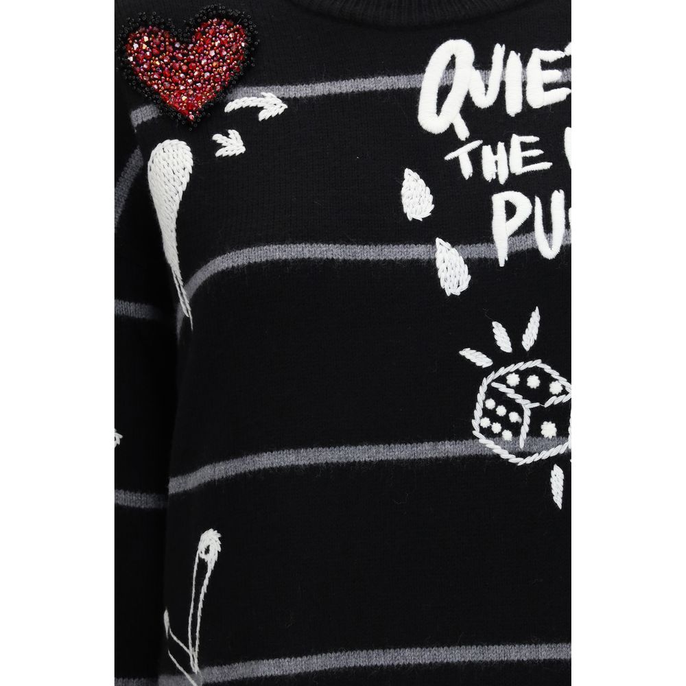 PINKO Black Wool Oves Aries Sweatshirt - Timeless Luxury Elegance