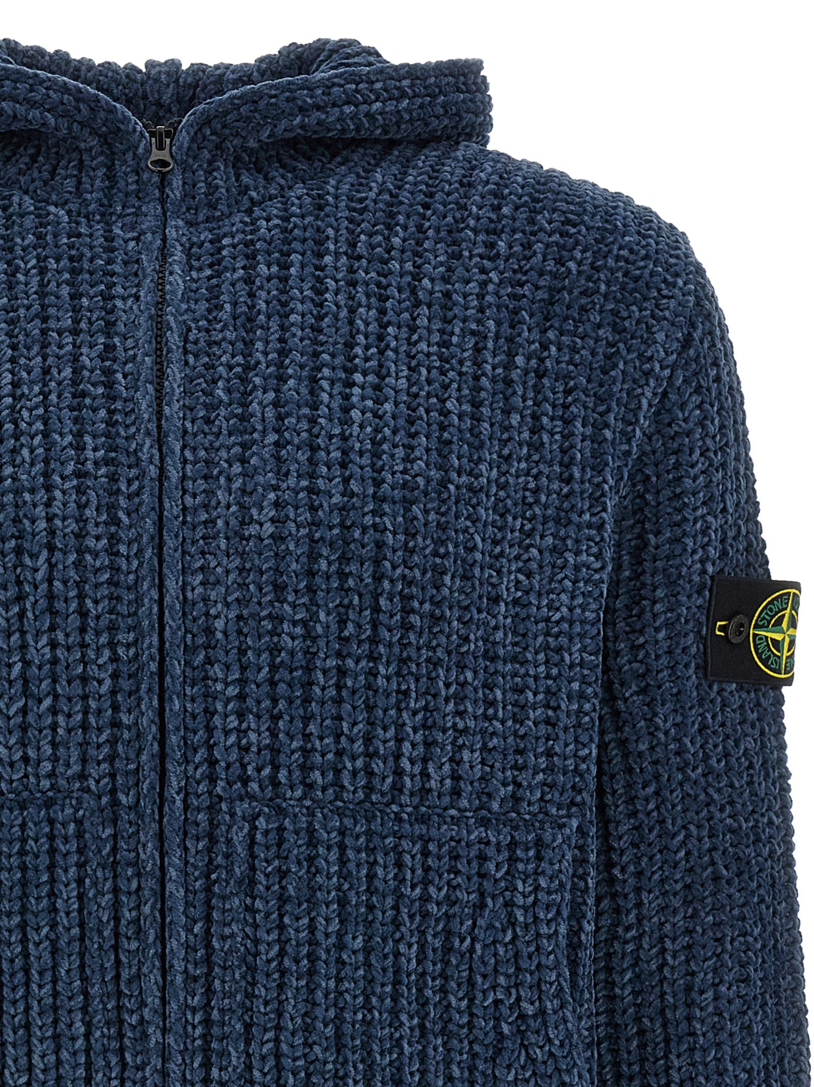 Stone Island Blue Cotton Cardigan - Elevate Your Casual Elegance