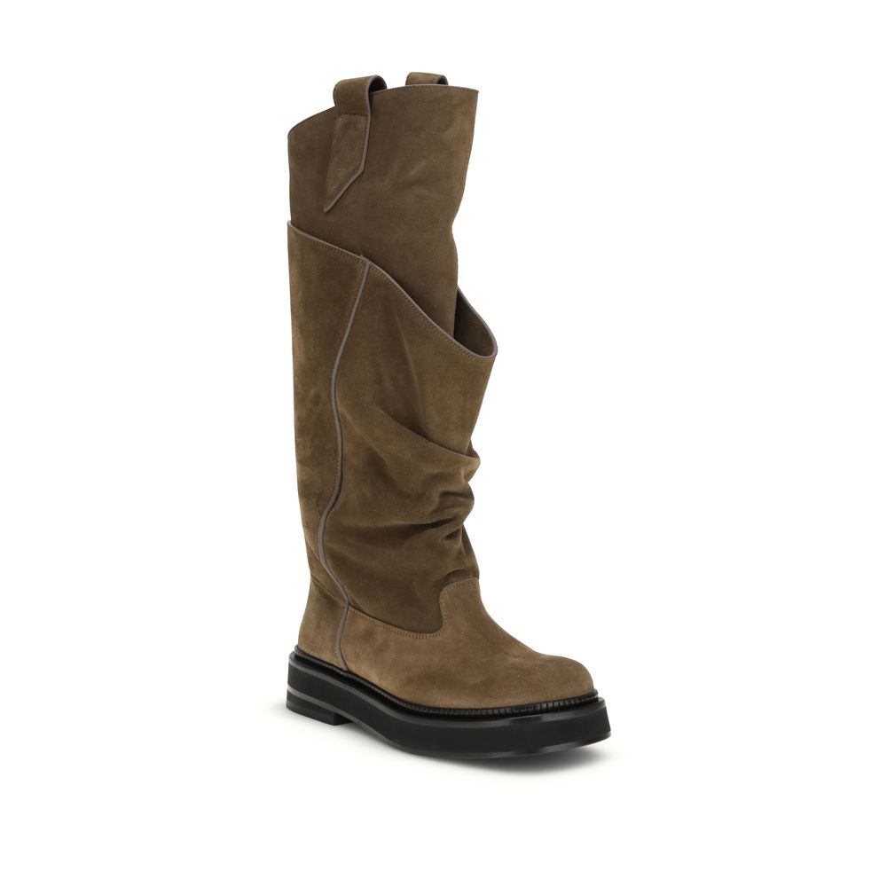 The Attico Brown Calf Leather Lace-Up Boots - Timeless Elegance