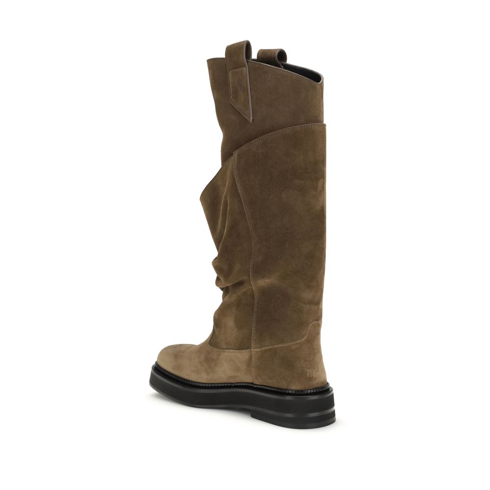 The Attico Brown Calf Leather Lace-Up Boots - Luxurious Elegance