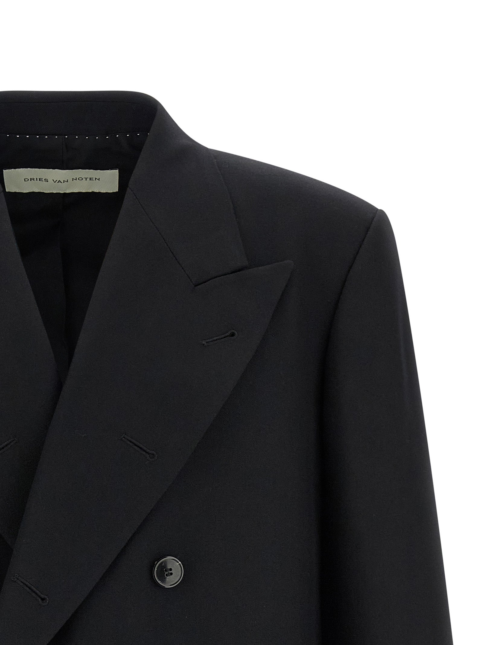 Discover the Dries Van Noten Black Wool Blazer, a sculptural masterpiece in pure wool, embodying contemporary elegance and meticulous craftsmanship for the discerning wardrobe.