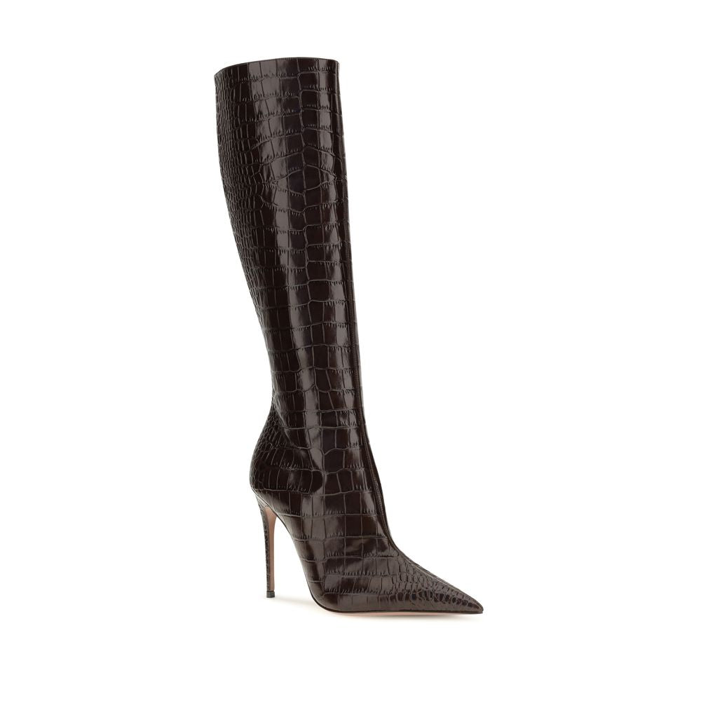 Elevate your style with Paris Texas Brown Calf Leather Bos Taurus High Heel Boots, a fusion of exquisite craftsmanship and timeless elegance, perfect for the discerning individual.
