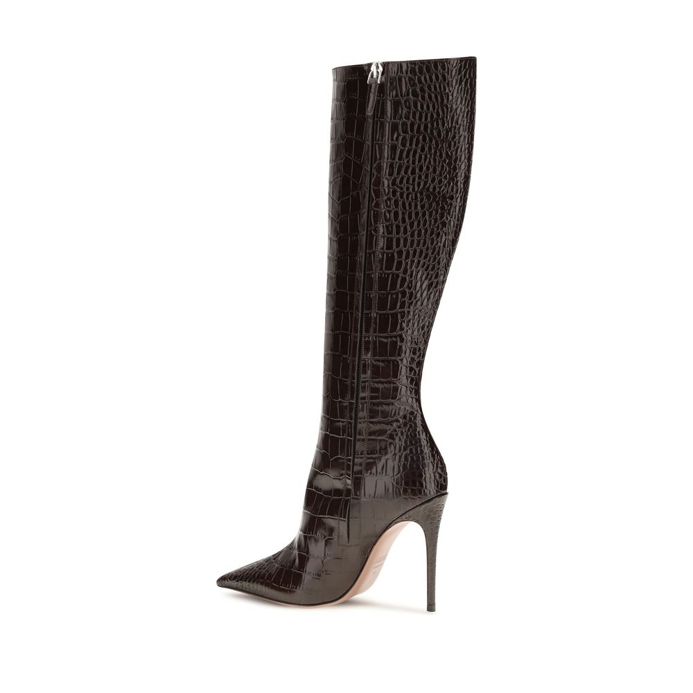 Elevate your style with the Paris Texas Brown Calf Leather Bos Taurus High Heel Boots, a stunning blend of elegance and craftsmanship that embodies luxury.