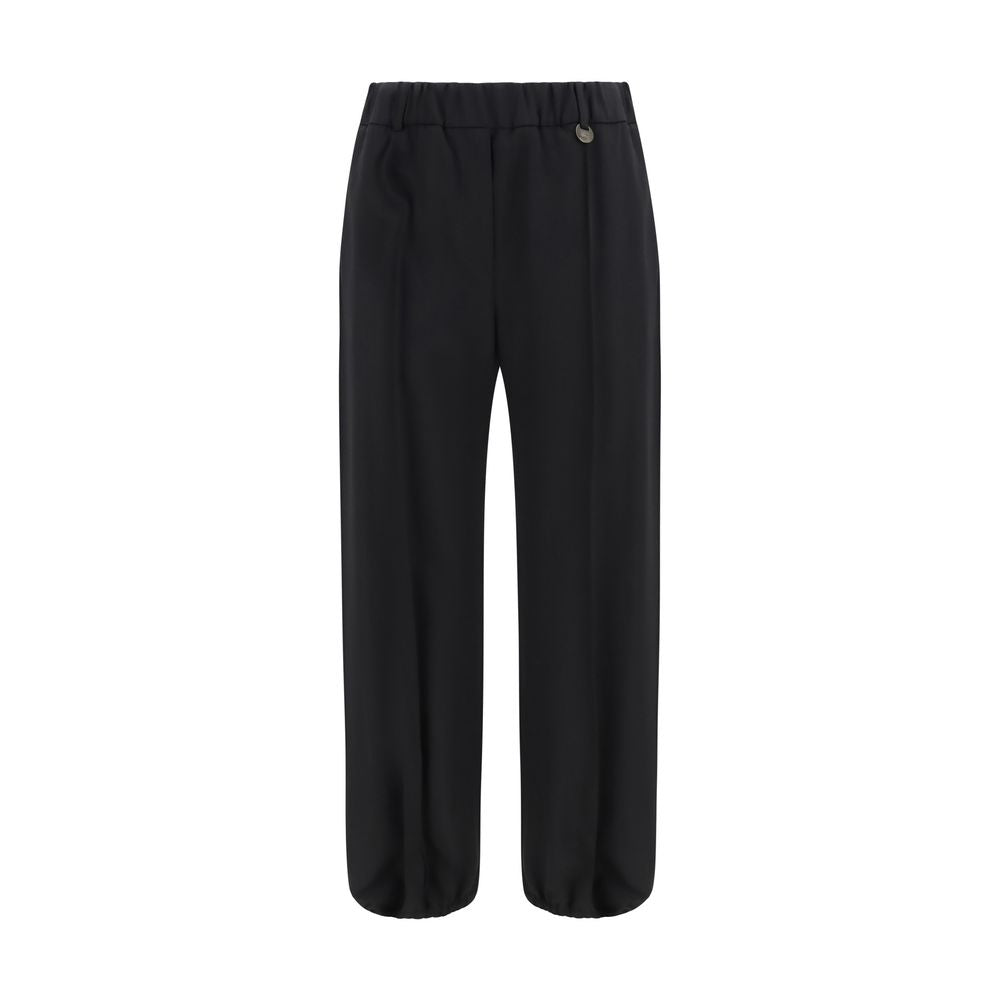 Indulge in the exquisite Burberry Black Wool Oves Aries Joggers, crafted from luxurious Merino wool, embodying timeless elegance and sophistication for the discerning individual.