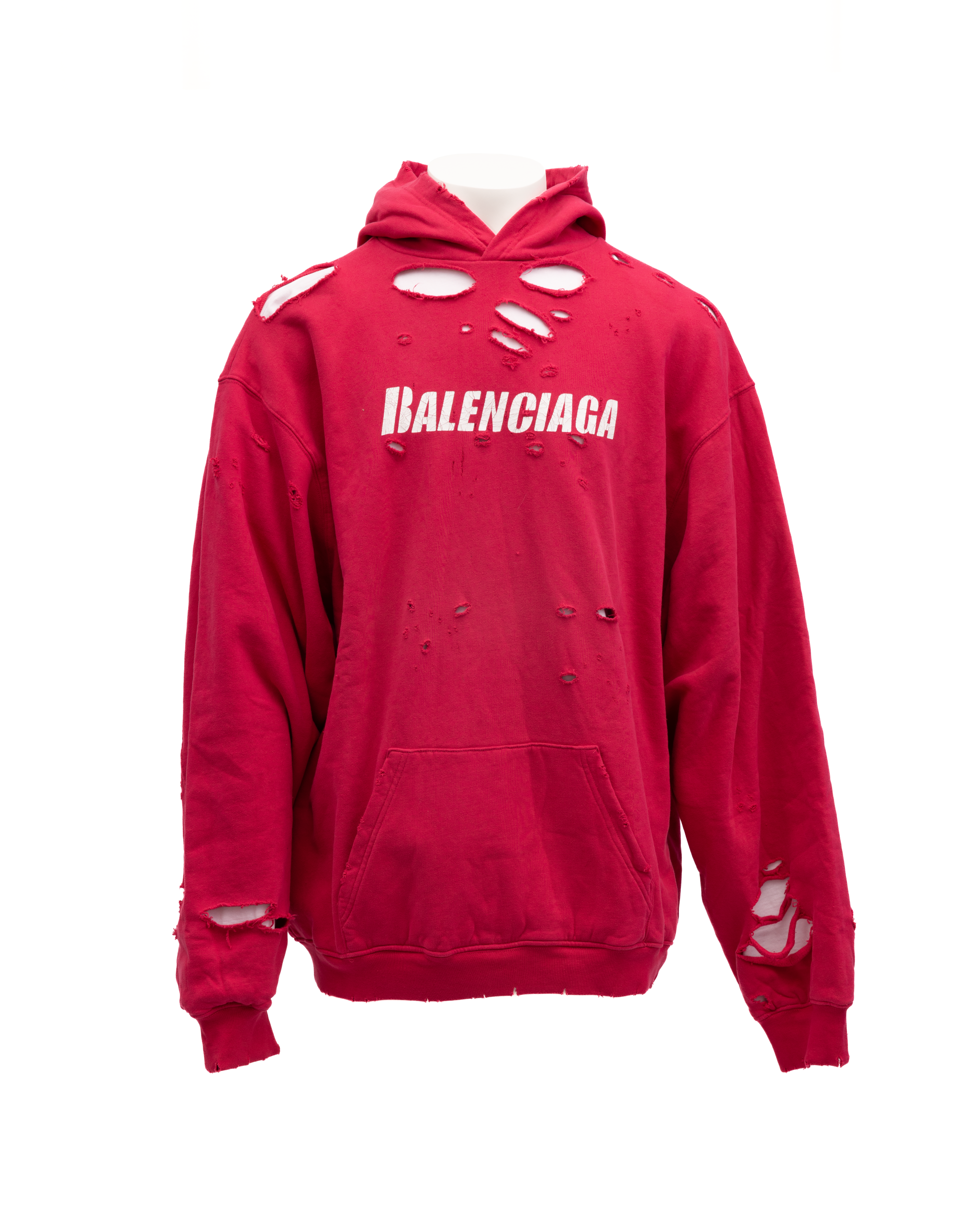 Indulge in the allure of the Balenciaga Red Cotton Hoodie, a timeless luxury statement piece that elevates your casual sophistication with exquisite craftsmanship.