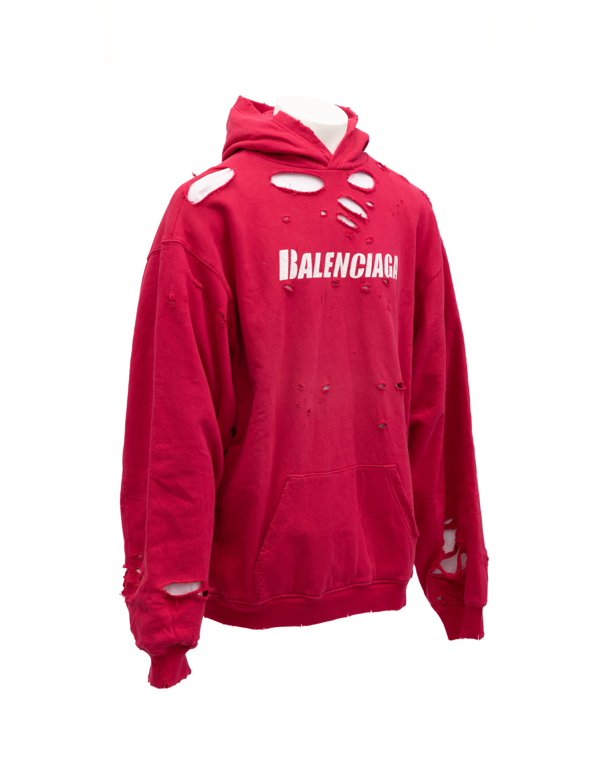 Elevate your wardrobe with the Balenciaga Red Cotton Hoodie, a timeless luxury piece that embodies exquisite craftsmanship and bold sophistication for discerning individuals.