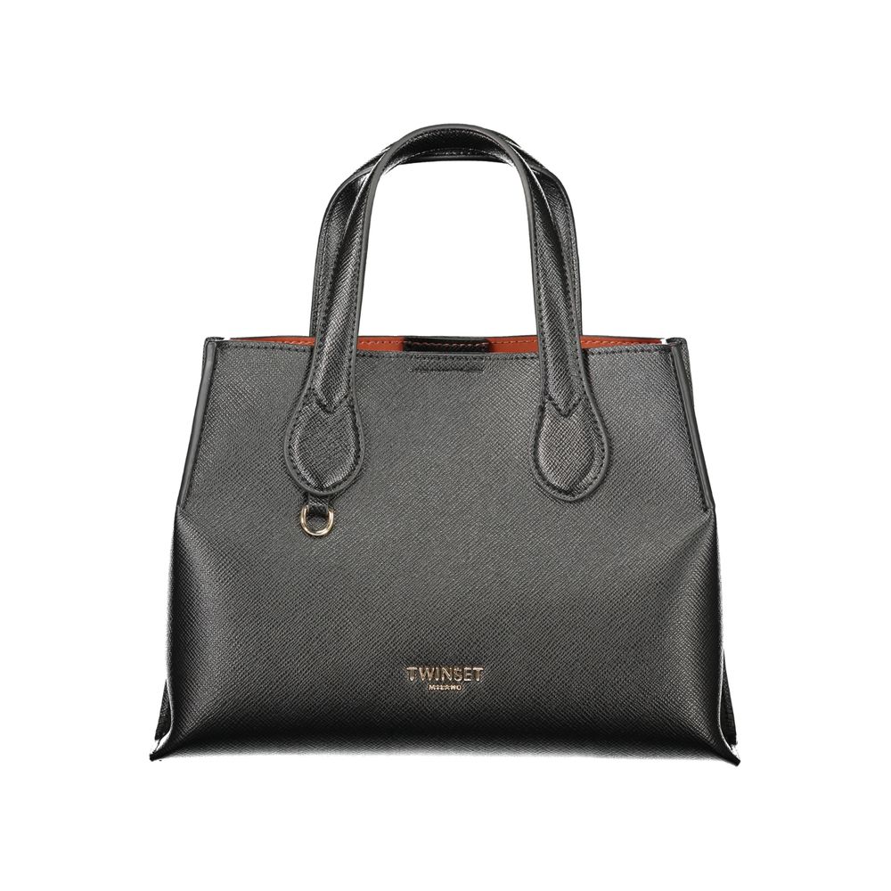 Elevate your style with the Twinset Black Polyethylene Handbag, a masterpiece of design featuring exquisite craftsmanship, dual compartments, and timeless elegance.