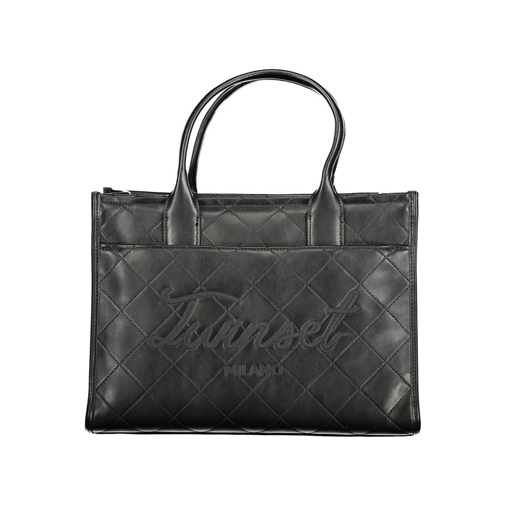 Elevate your style with the Twinset Black Polyethylene Handbag, a masterpiece of elegance featuring exquisite embroidery and versatile design for the discerning individual.