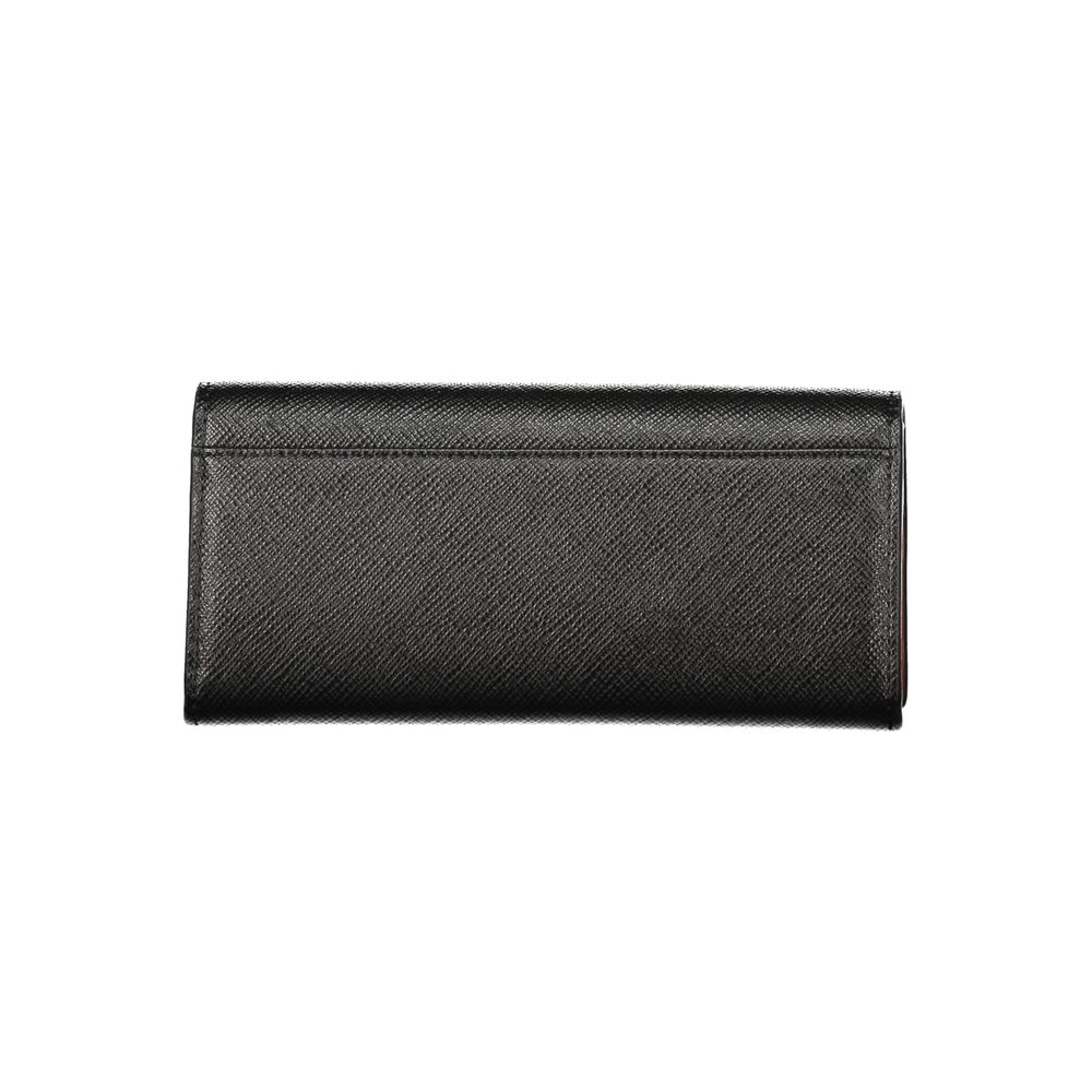 Indulge in the elegance of the Twinset Black Polyethylene Wallet, a masterpiece of design with contrasting brown details, perfect for those who appreciate refined luxury.
