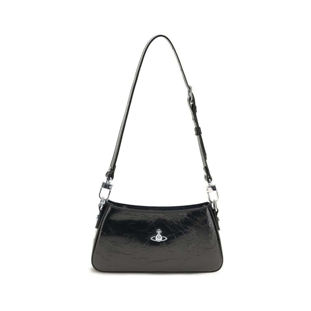 Elevate your style with the Vivienne Westwood Black Calf Leather Bos Taurus Shoulder Bag, a masterpiece of craftsmanship and modern luxury, designed for the discerning individual.