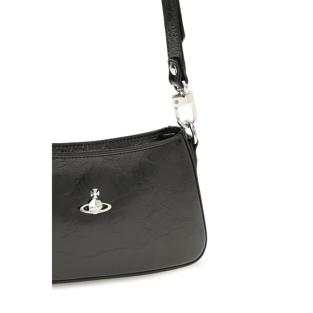 Elevate your style with the Vivienne Westwood Black Calf Leather Bos Taurus Shoulder Bag, a masterpiece of modern luxury, crafted for those who embody elegance and sophistication.
