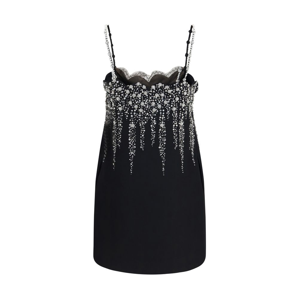 Indulge in the exquisite Valentino Garavani Black Wool Oves Aries Cocktail Dress, a masterpiece of floral embroidery and silk blend, perfect for elevating your elegance.