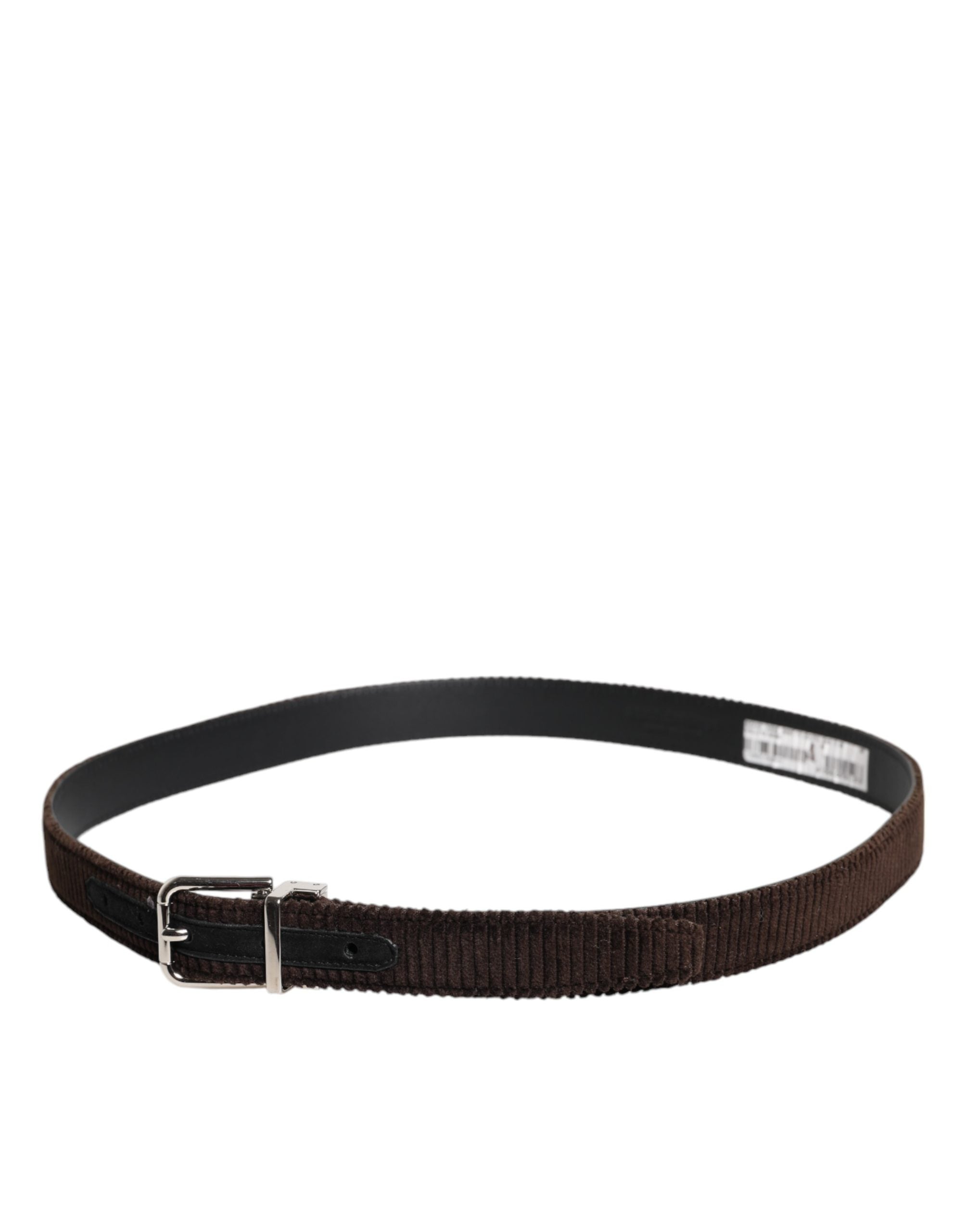 Dolce & Gabbana Brown Velvet Ridged Belt - Timeless Luxury