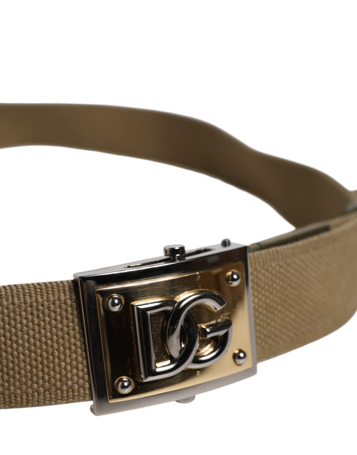 Dolce & Gabbana Military Green DG Logo Plaque Buckle Belt