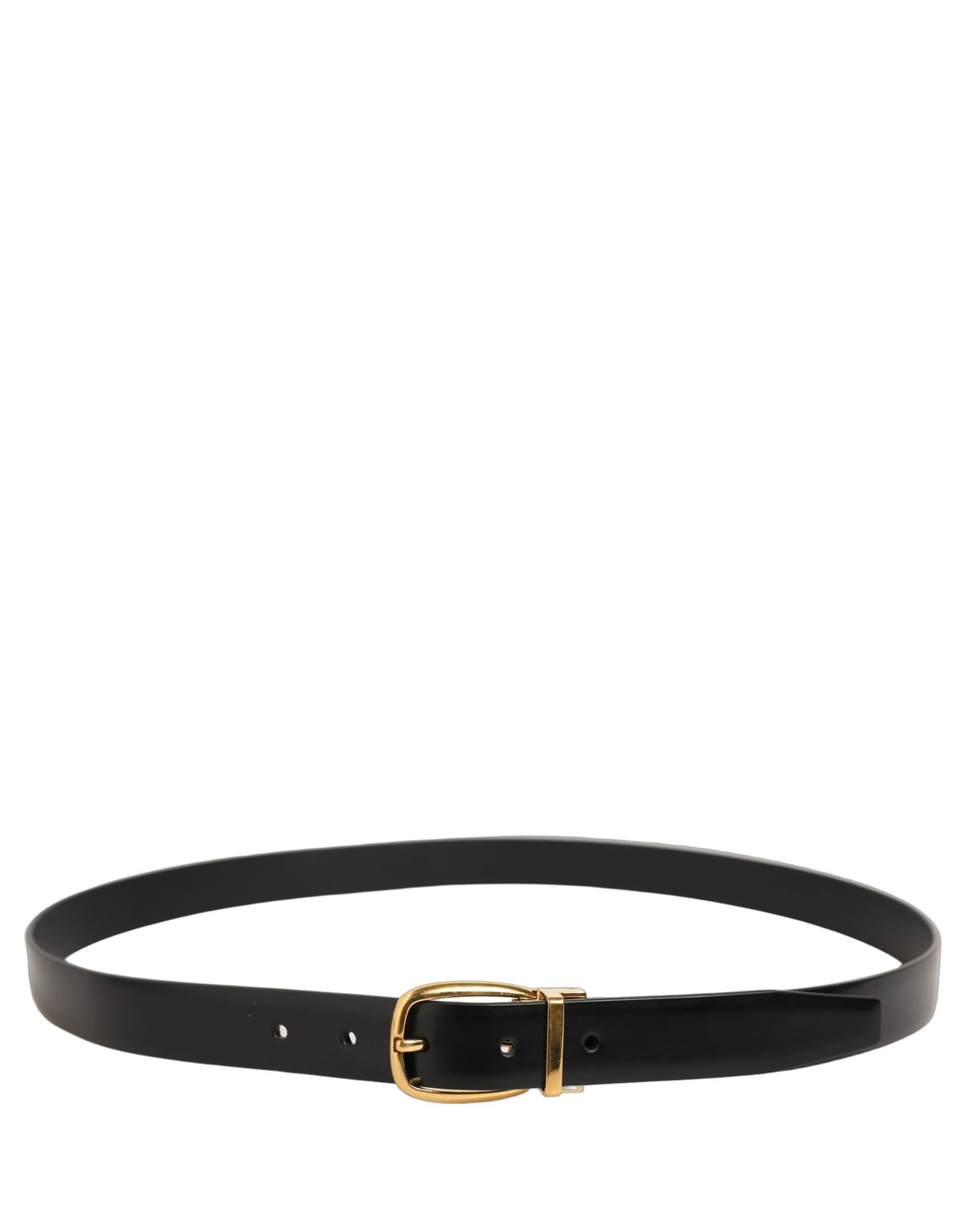 Dolce & Gabbana Black Leather Belt with Gold Tone Buckle