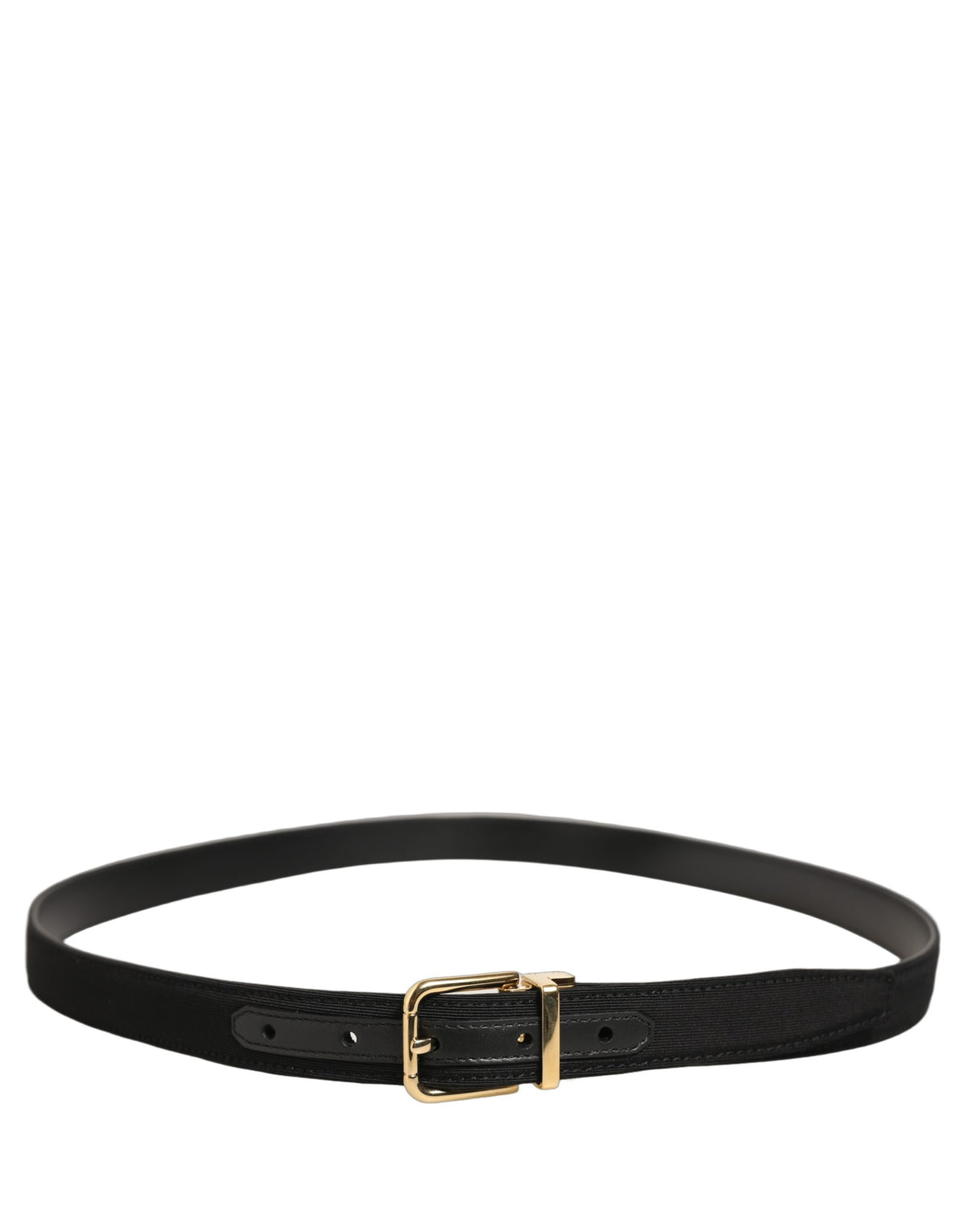 Dolce & Gabbana Black Canvas Leather Belt with Gold Buckle