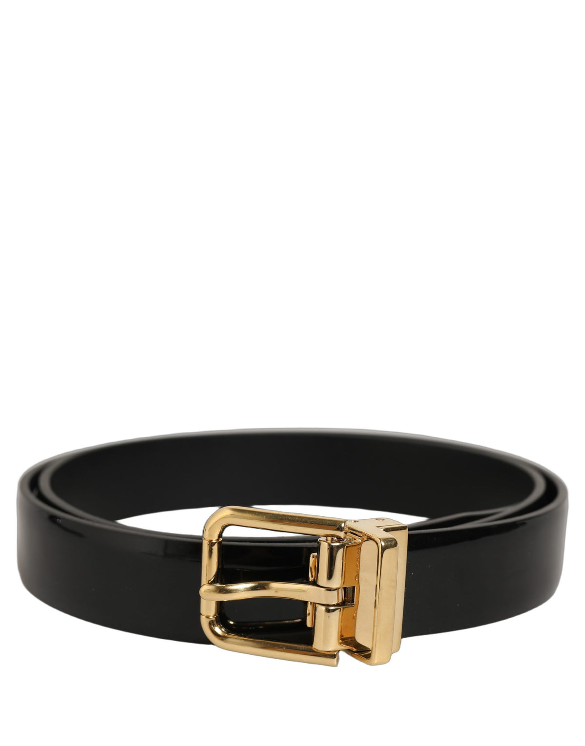 Dolce & Gabbana Black Leather Gold Buckle Belt - Timeless Luxury