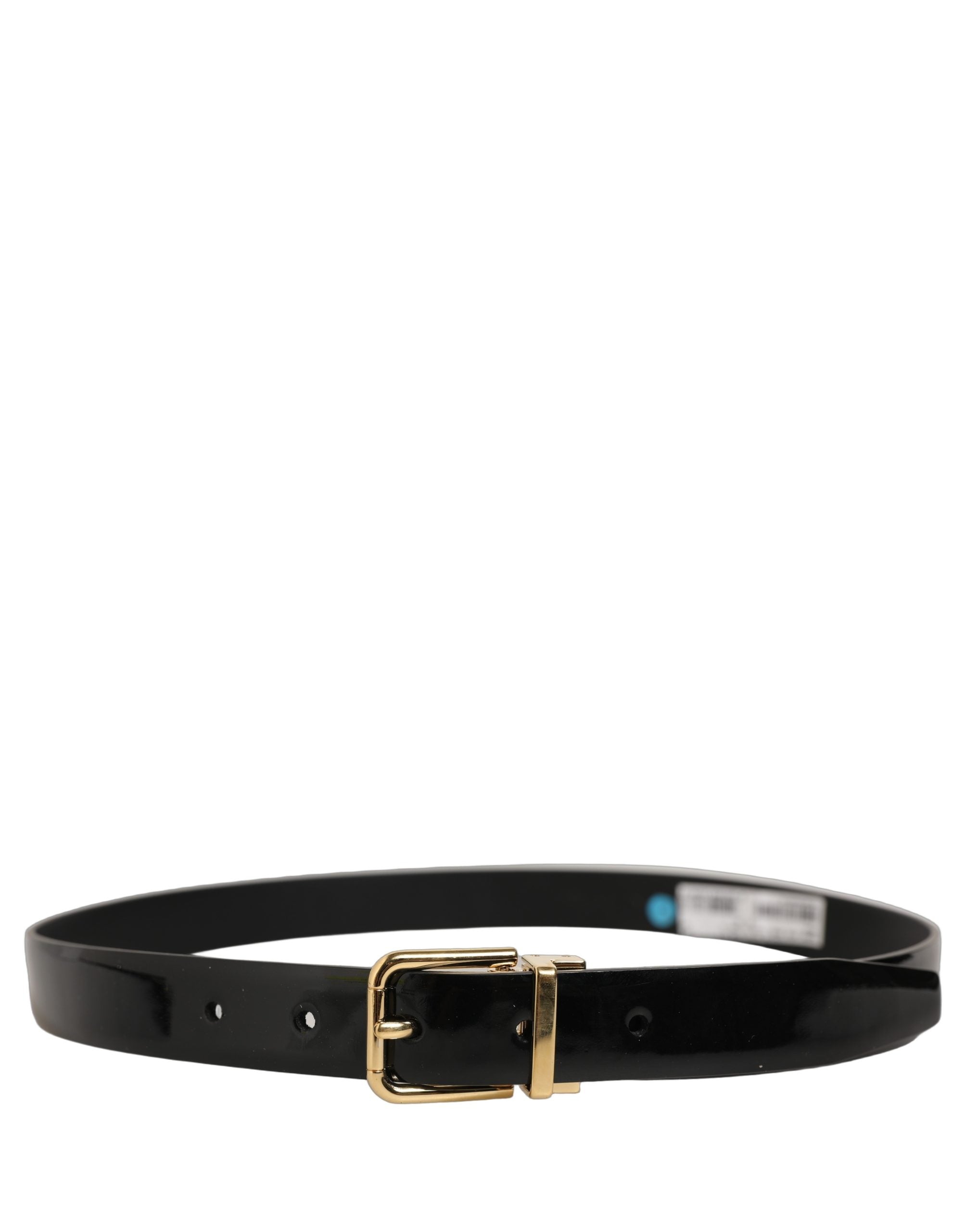 Dolce & Gabbana Black Leather Belt with Gold Tone Buckle