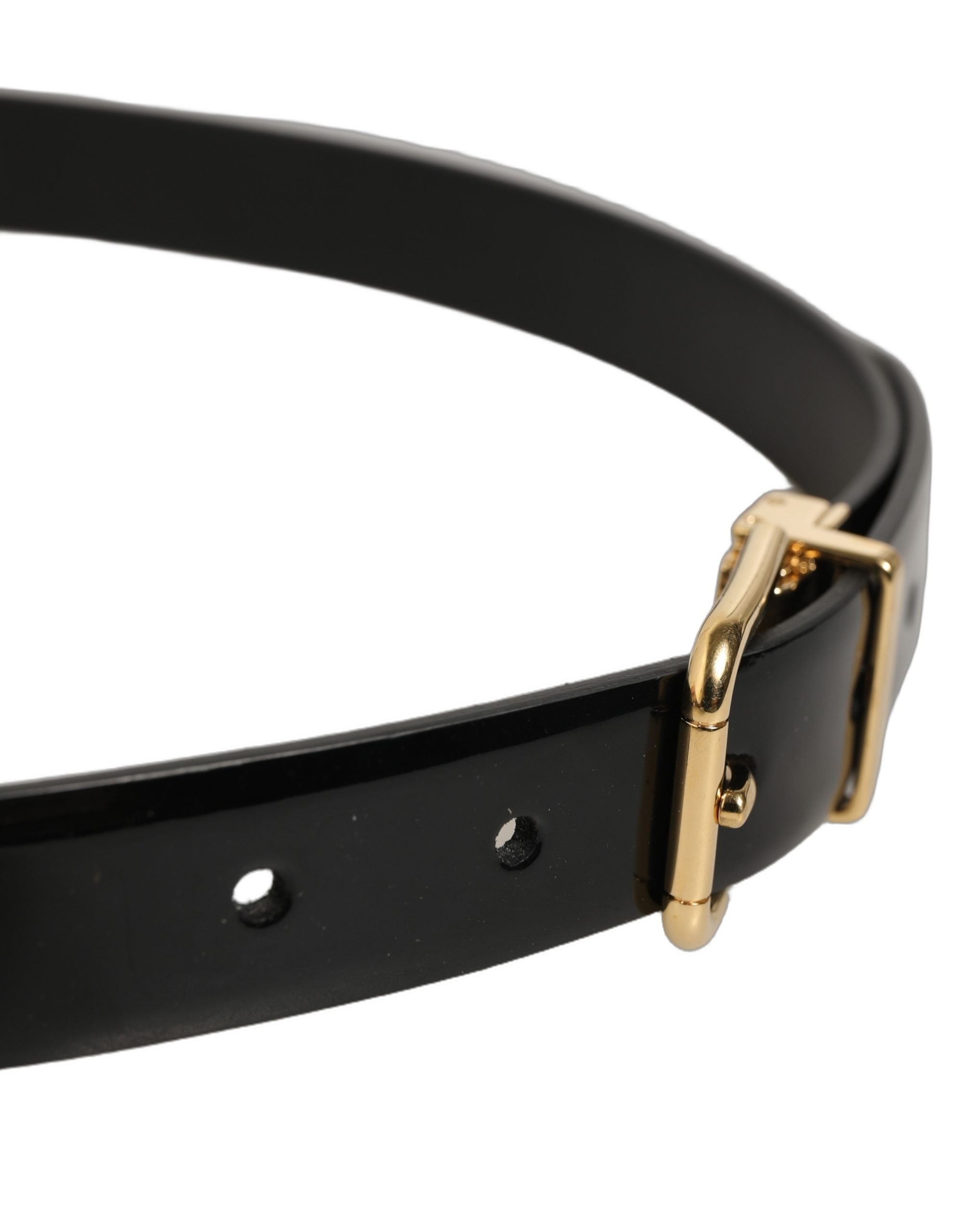 Dolce & Gabbana Classic Leather Belt with Gold Tone Buckle