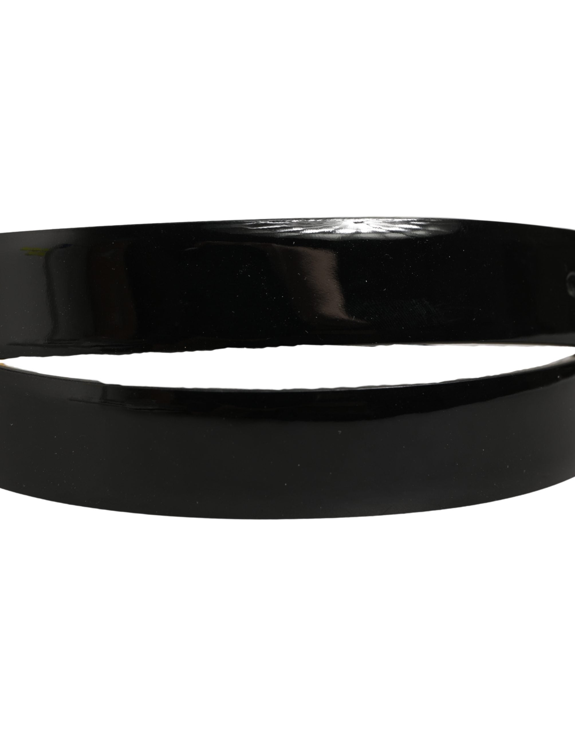 Dolce & Gabbana Black Leather Belt with Gold Tone Buckle