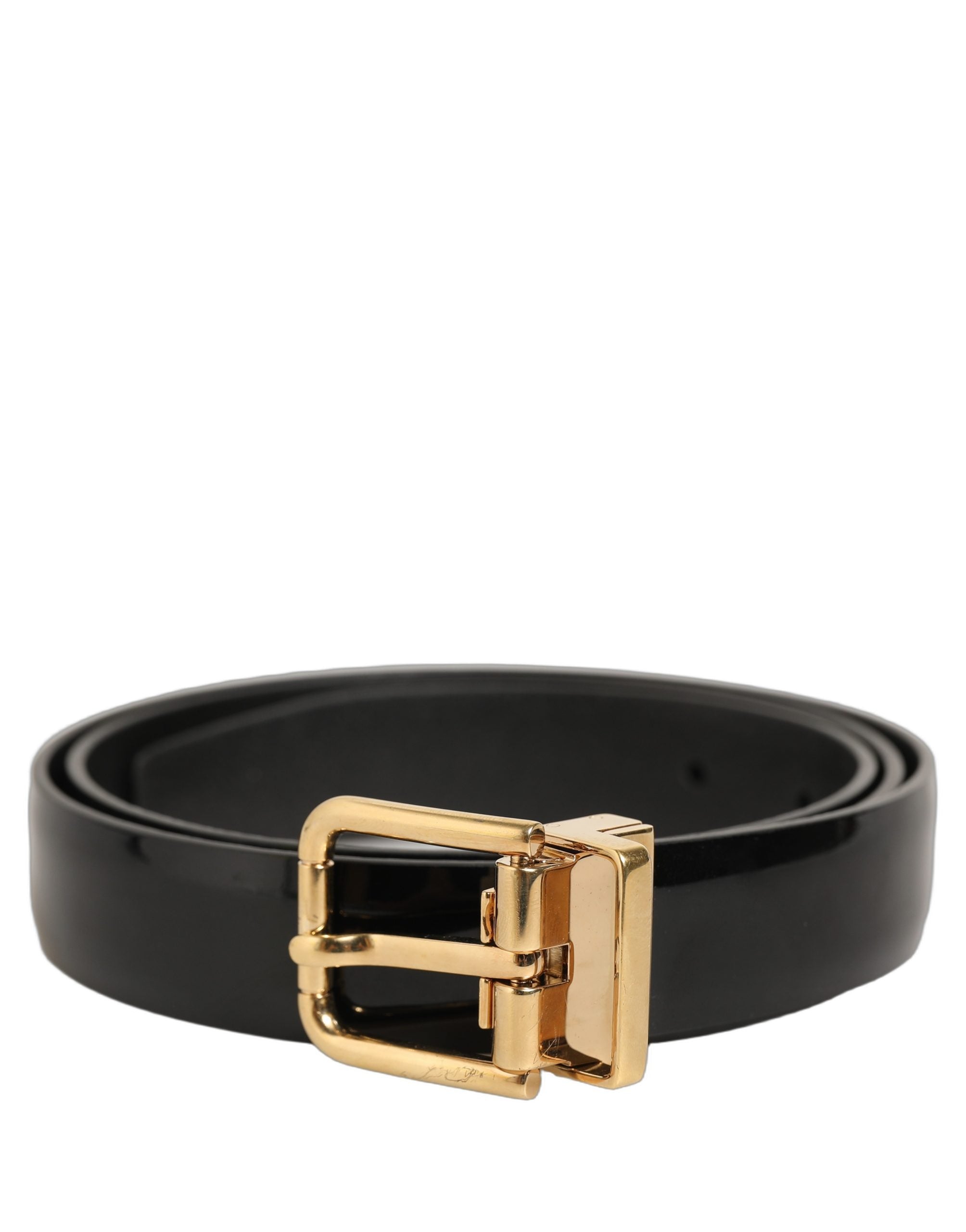 Dolce & Gabbana Black Leather Gold Buckle Belt - Timeless Luxury
