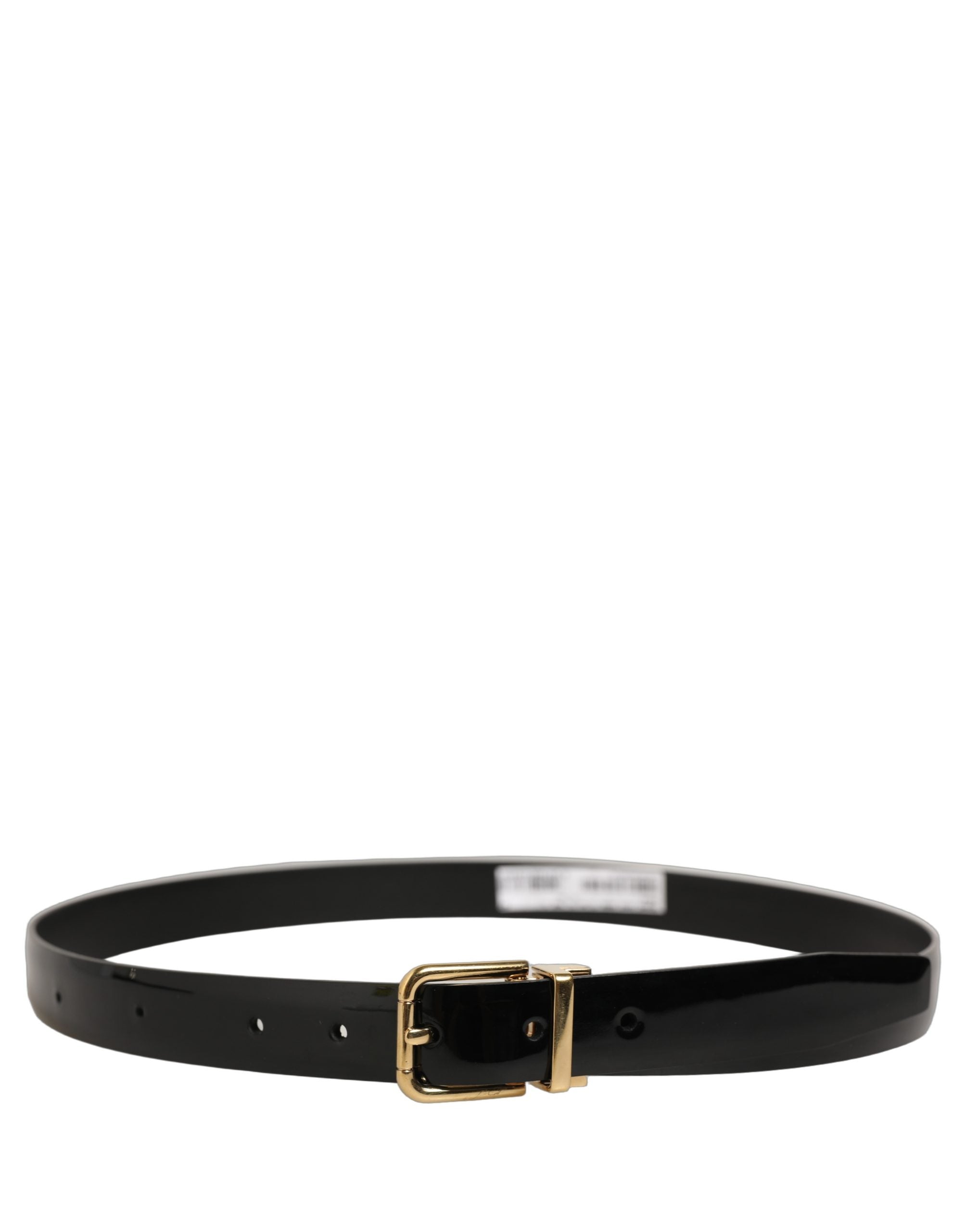 Dolce & Gabbana Black Leather Gold Buckle Belt - Timeless Luxury