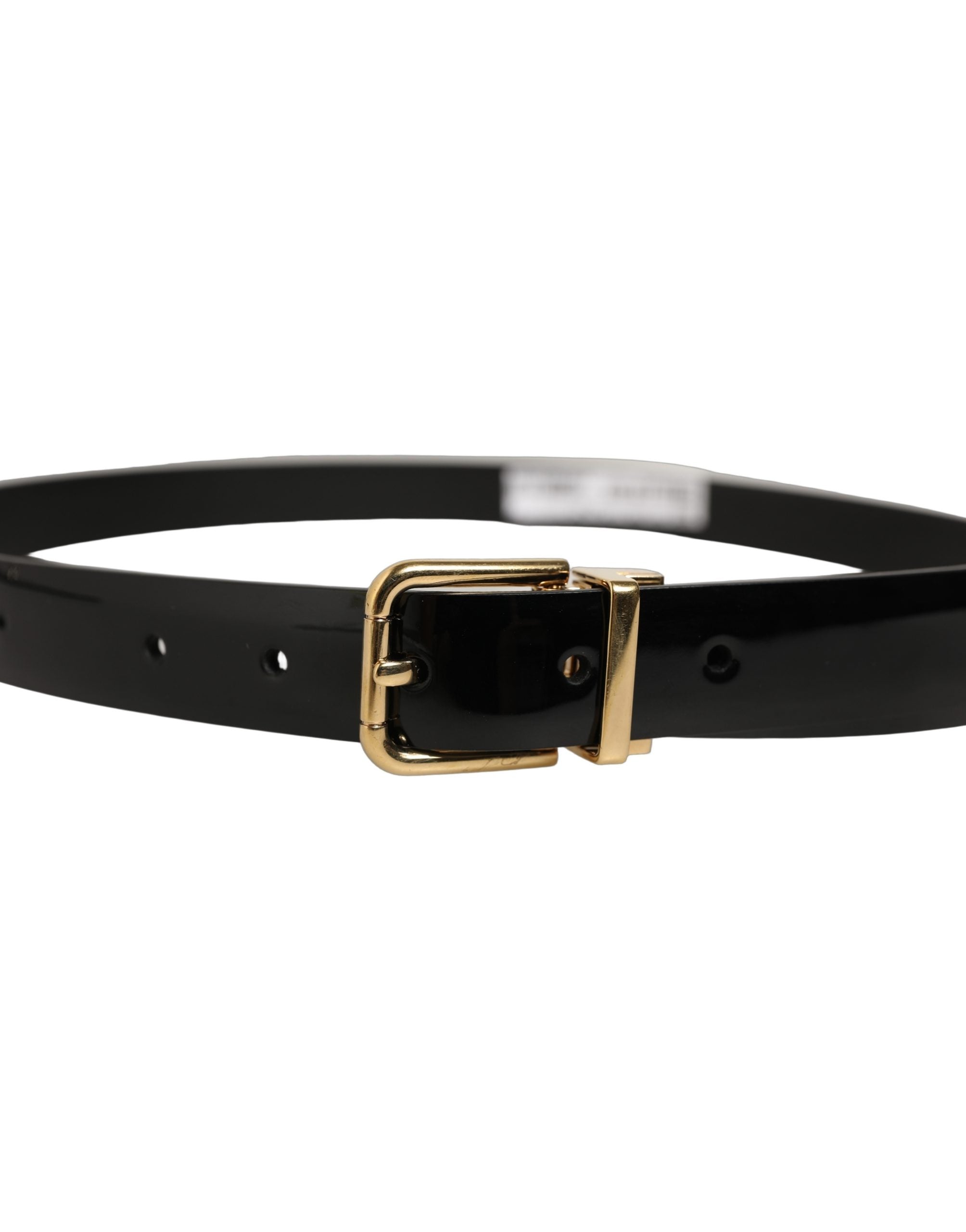 Dolce & Gabbana Black Leather Gold Buckle Belt - Timeless Elegance