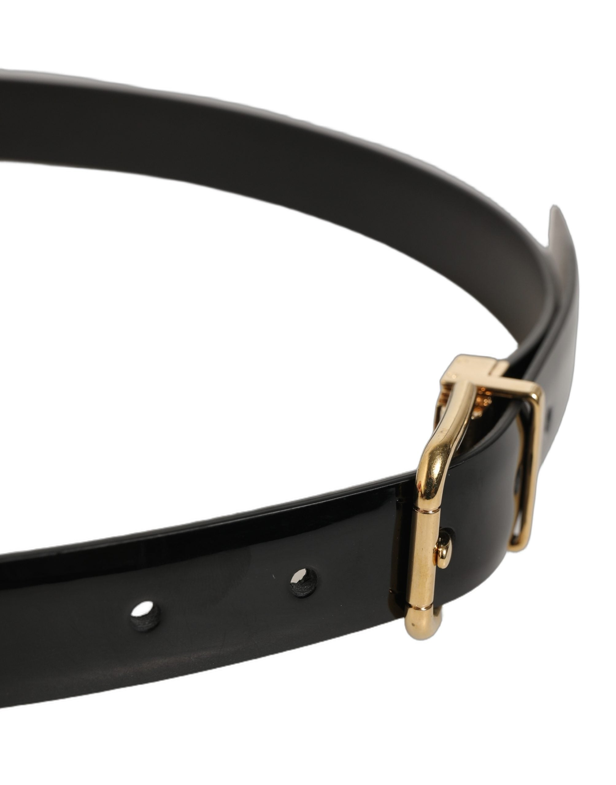 Dolce & Gabbana Black Leather Gold Buckle Belt - Timeless Luxury
