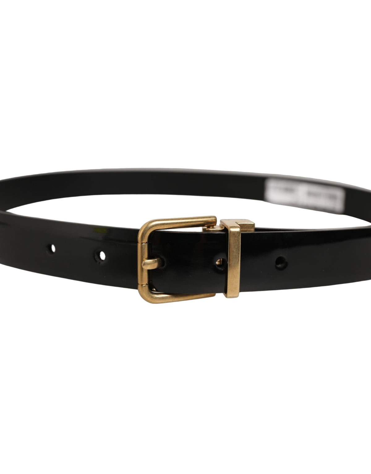 Dolce & Gabbana Black Leather Belt with Gold Tone Buckle