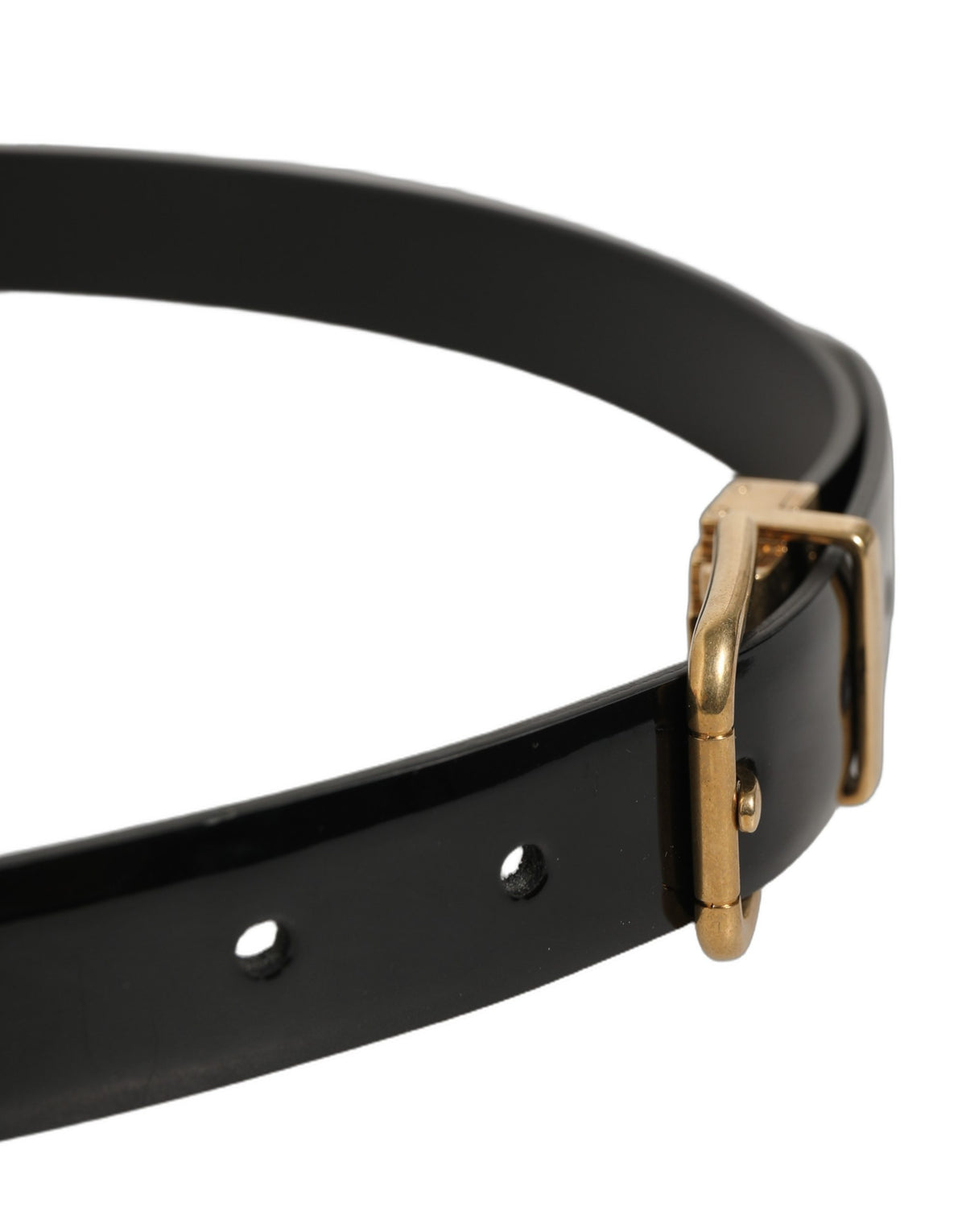 Dolce & Gabbana Black Leather Belt with Gold Tone Buckle