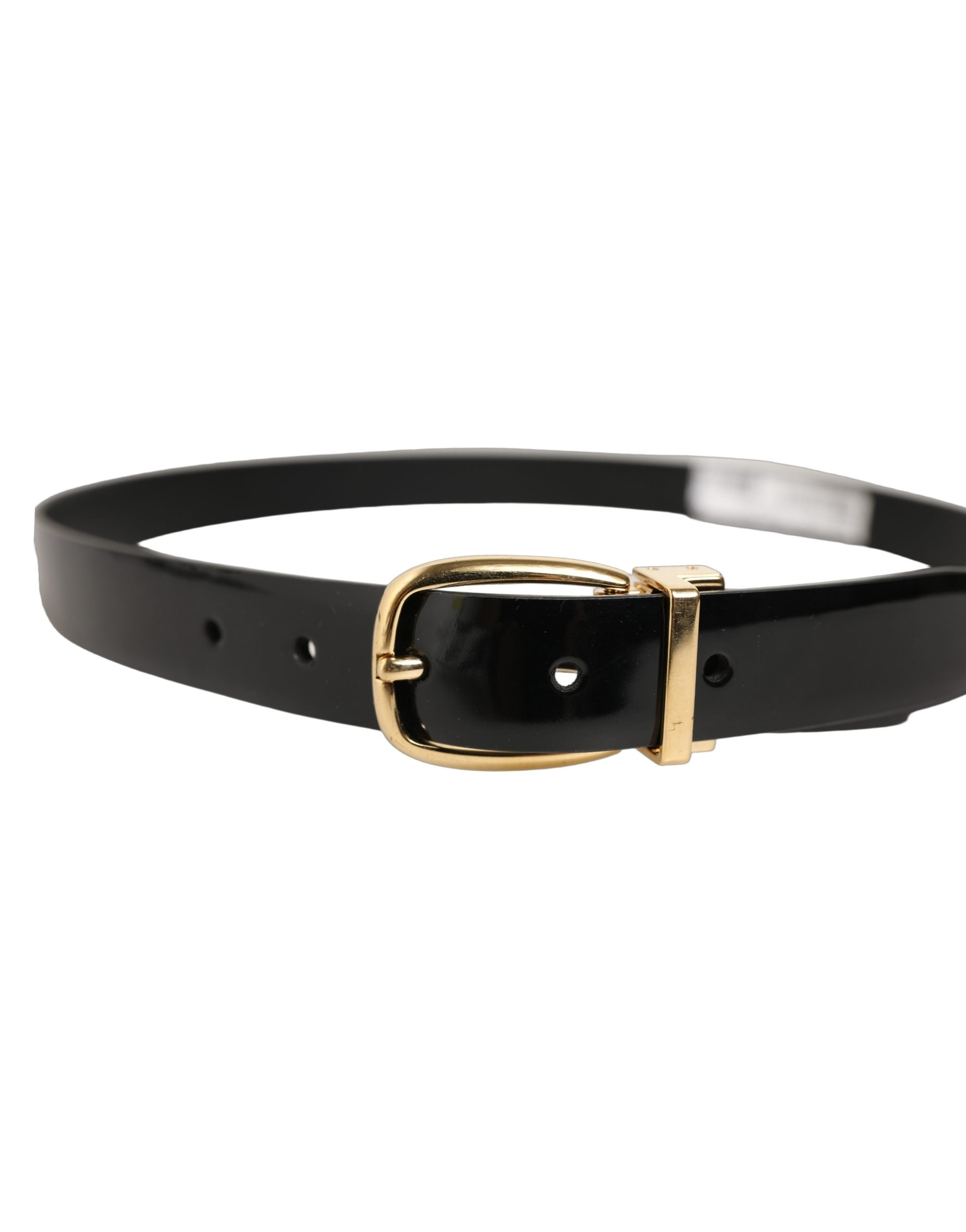 Dolce & Gabbana Black Leather Belt with Gold Buckle - Timeless Elegance