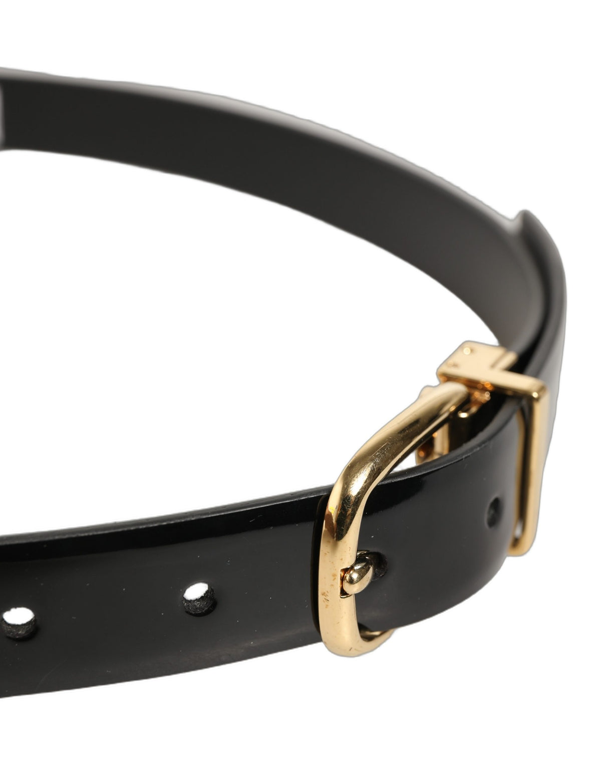 Dolce & Gabbana Black Leather Gold Tone Buckle Belt - Luxury Accessory