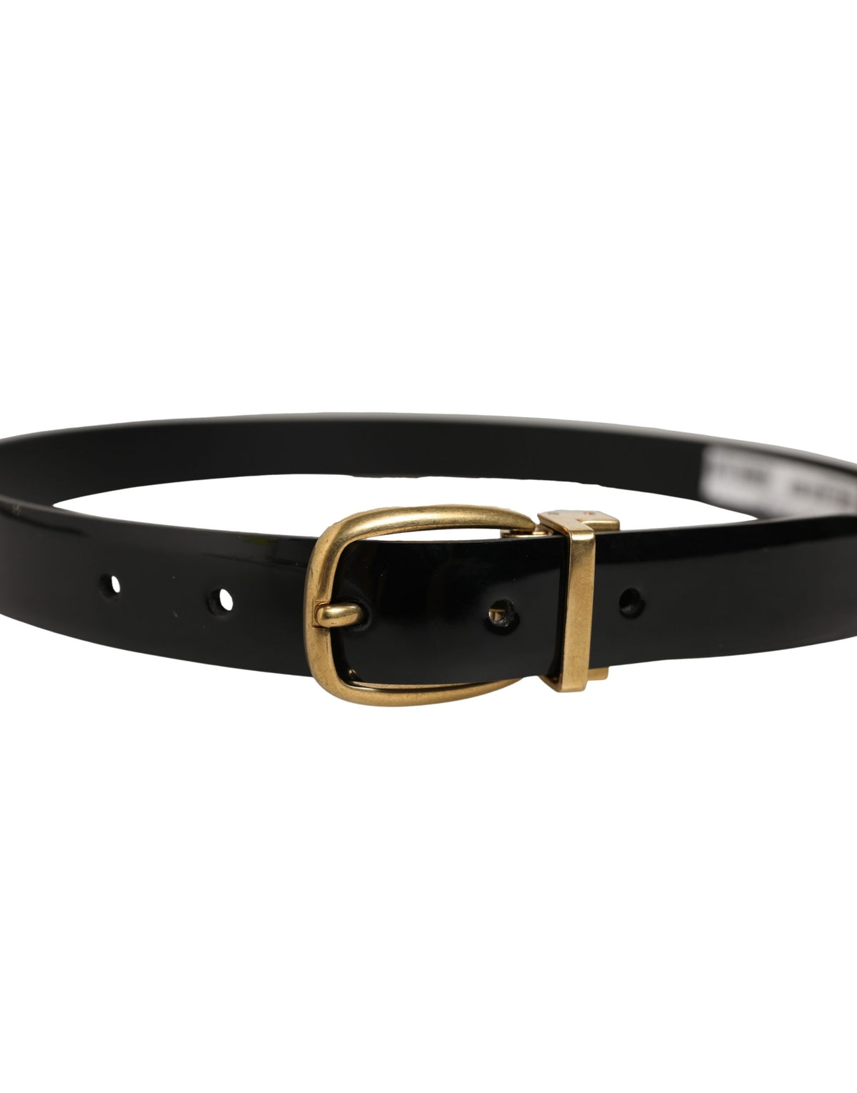 Dolce & Gabbana Black Leather Gold Tone Buckle Belt - Luxury Elegance