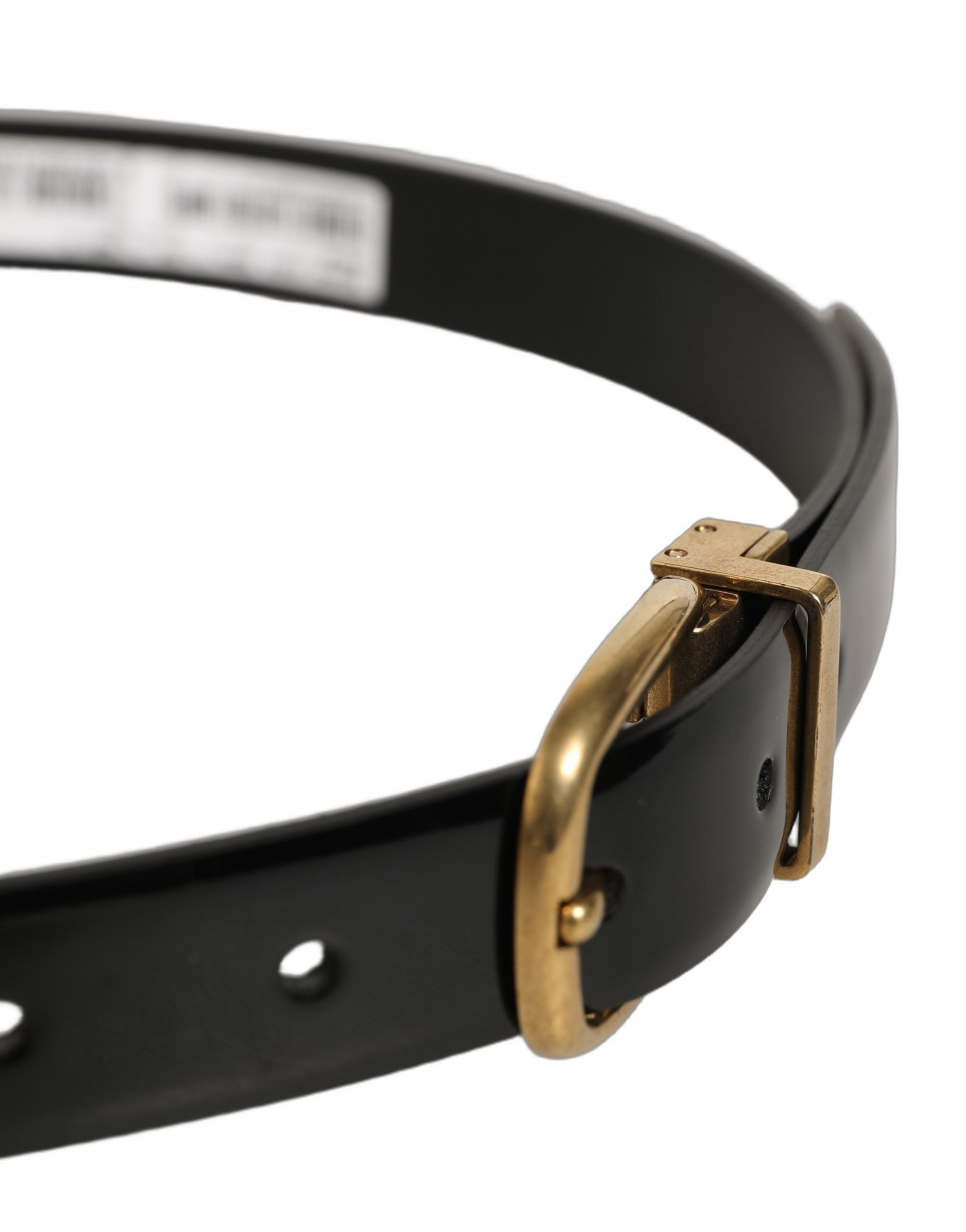 Dolce & Gabbana Black Leather Gold Tone Buckle Belt - Luxury Elegance