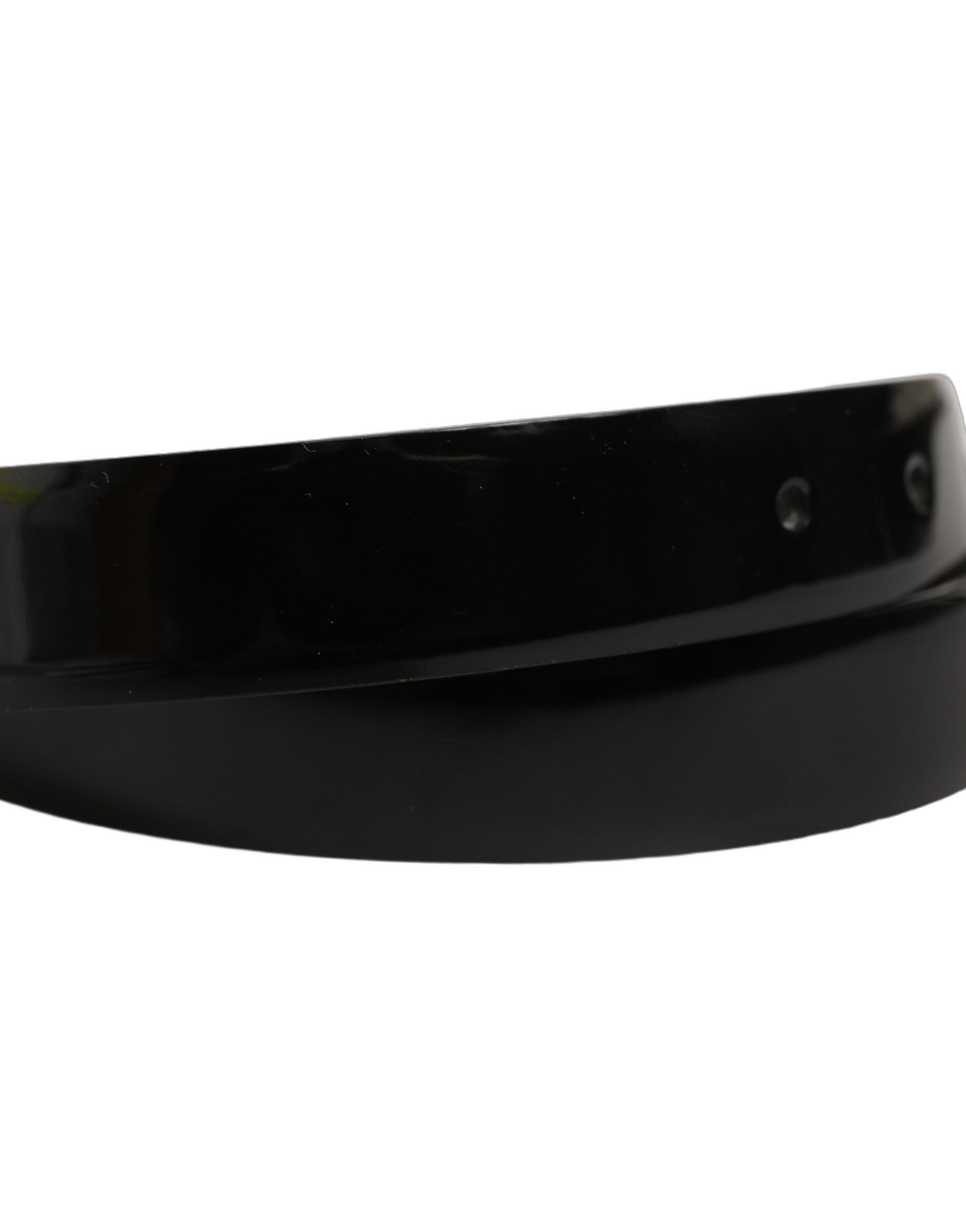 Dolce & Gabbana Black Leather Belt with Gold Tone Buckle