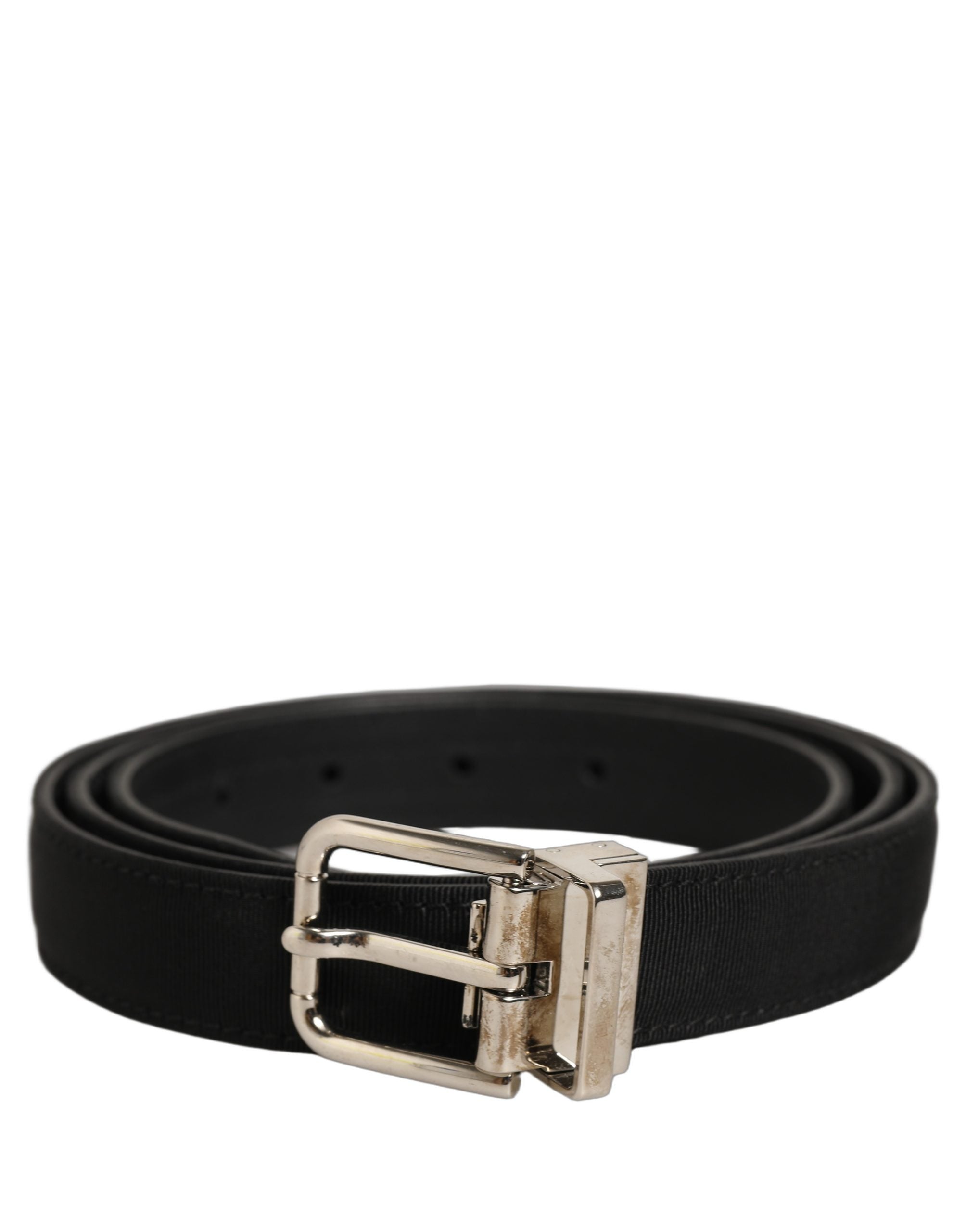 Dolce & Gabbana Black Leather Belt with Silver Buckle - Luxury Essentials