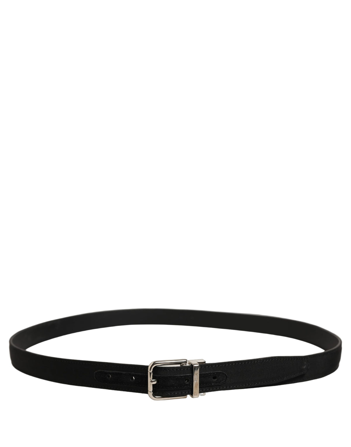 Dolce & Gabbana Black Leather Belt with Silver Buckle - Luxury Essentials