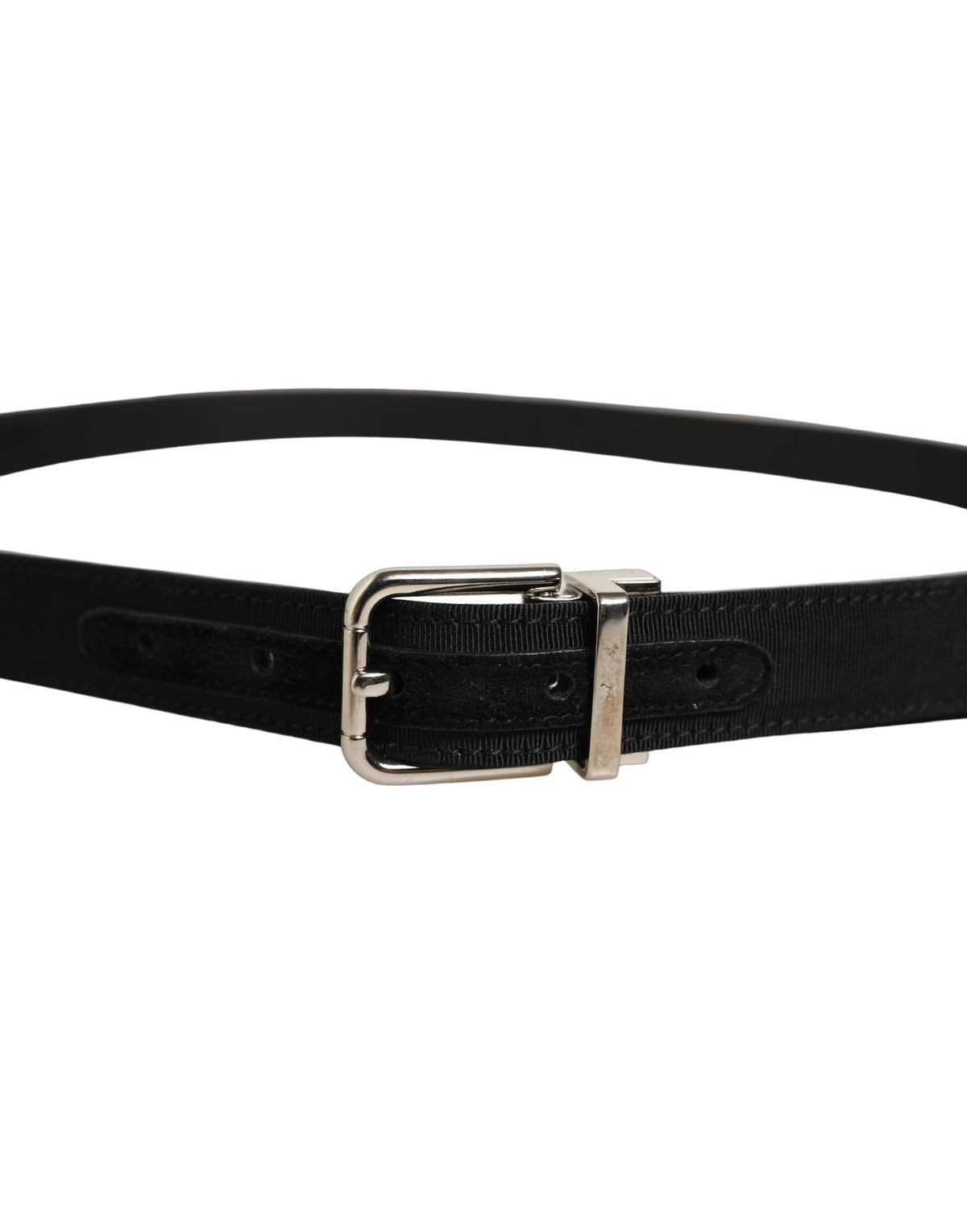Dolce & Gabbana Black Leather Belt with Silver Buckle - Luxury Essentials
